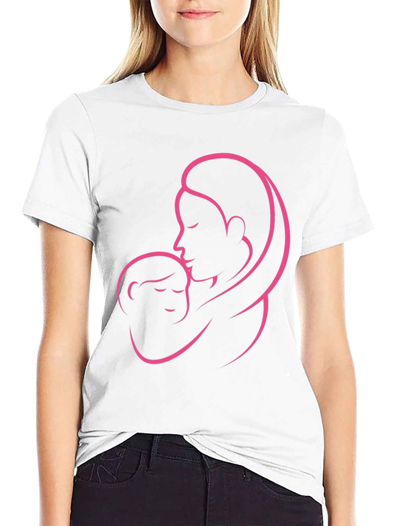 Mother & Child Graphic Black T-Shirt
