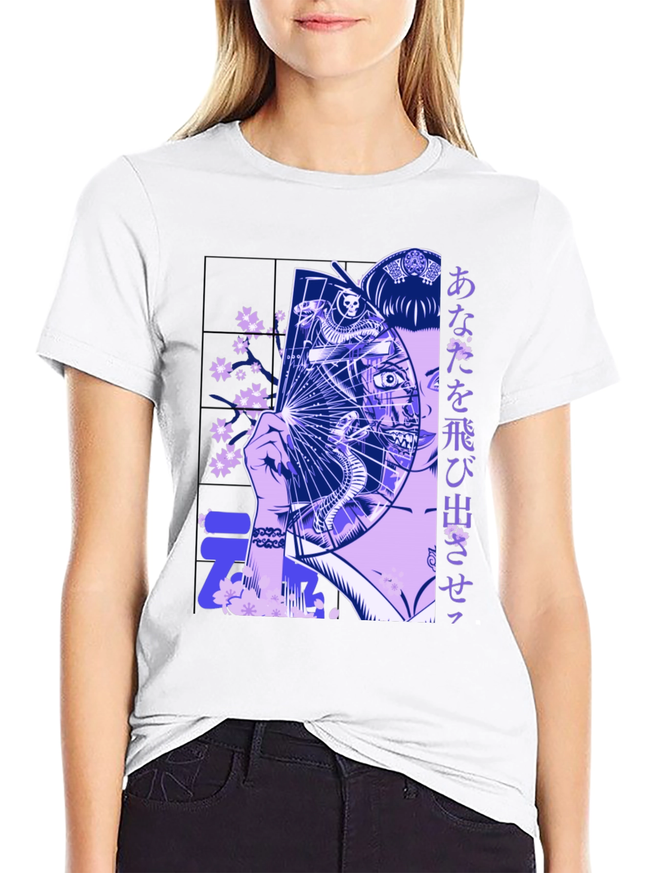 Geisha Fan Graphic Tee - Unique Design