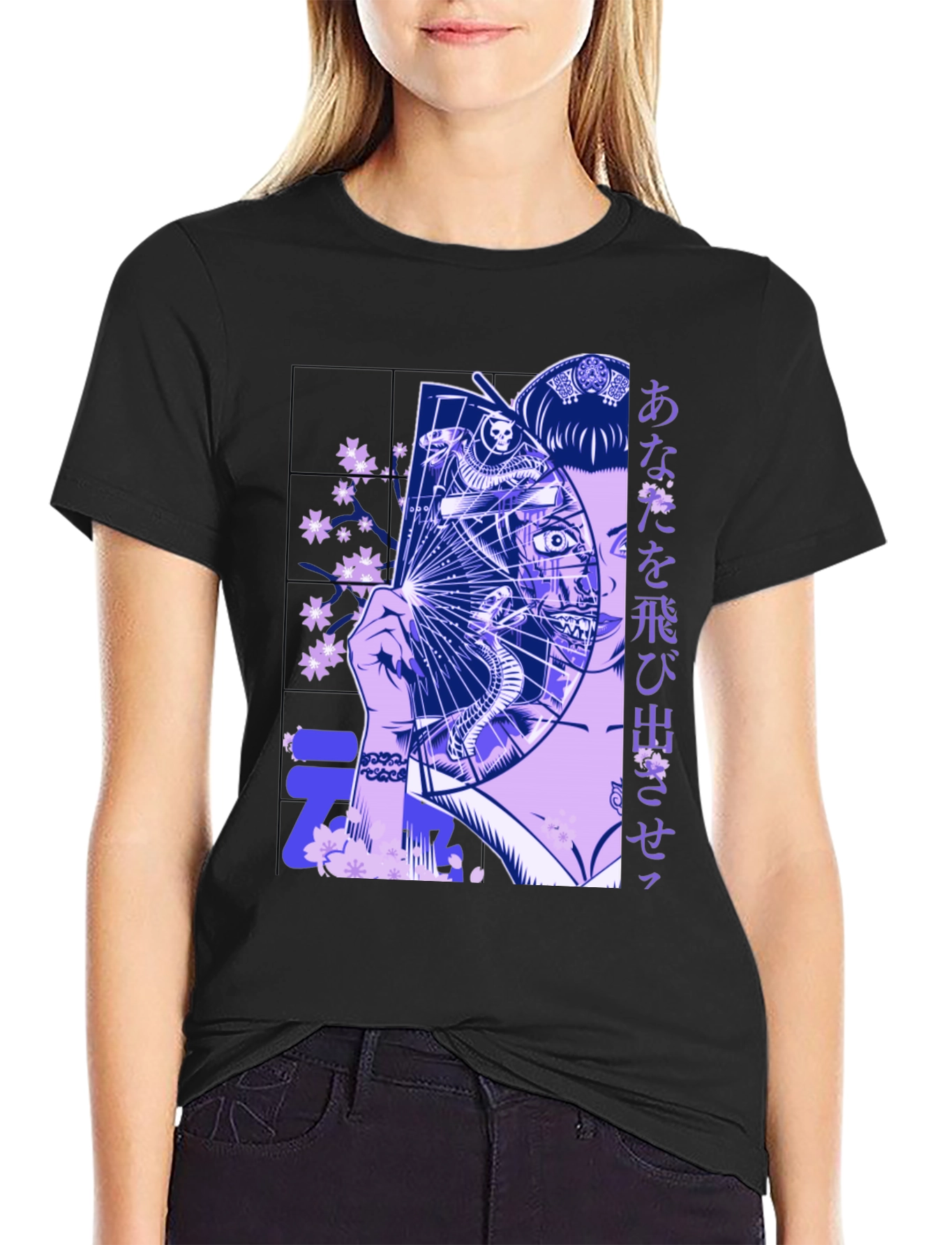Geisha Fan Graphic Tee - Unique Design