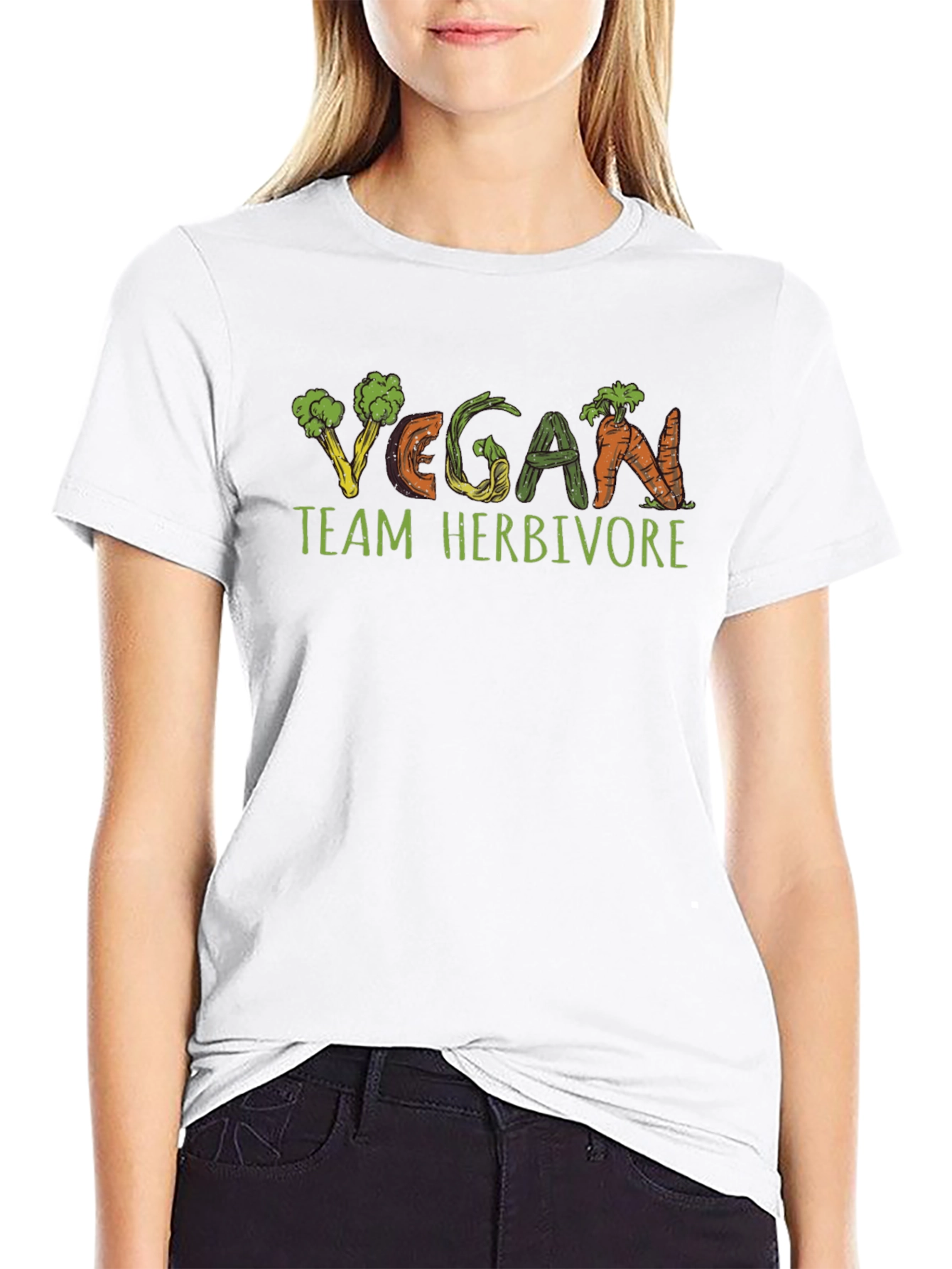 Vegan Team Herbivore T-Shirt - Vegetable Lettering