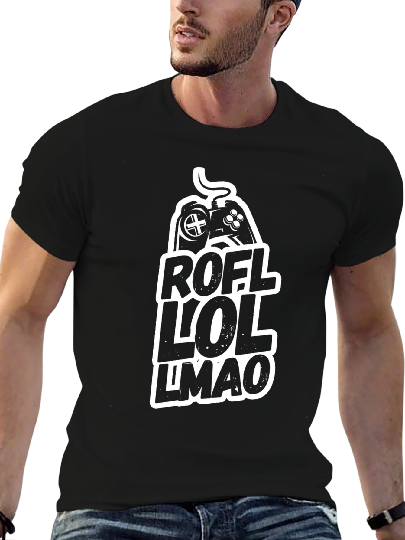 ROFL LOL LMAO Gamer T-Shirt - Black Cotton Tee