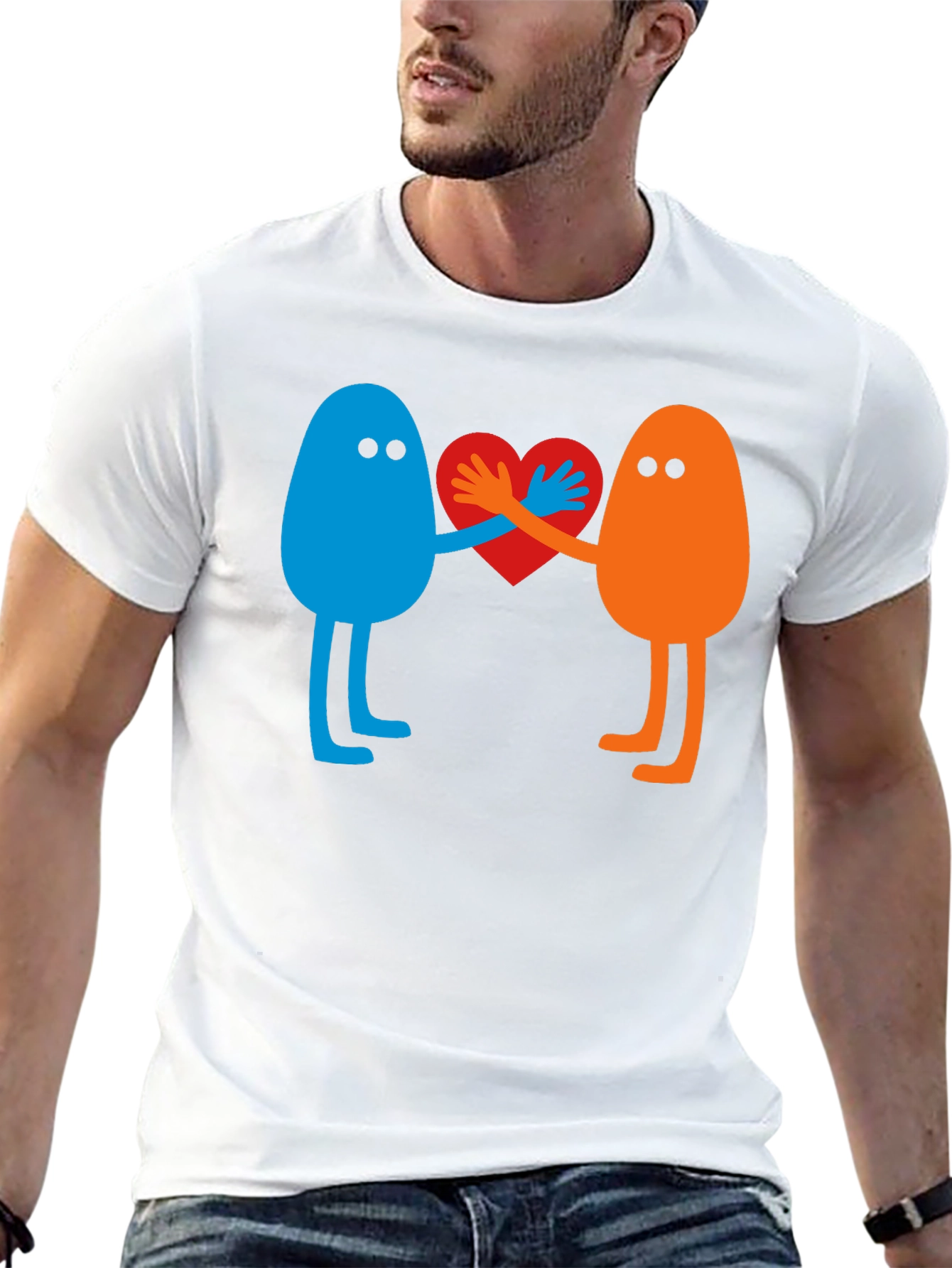 Heart Together T-Shirt: Blue & Orange