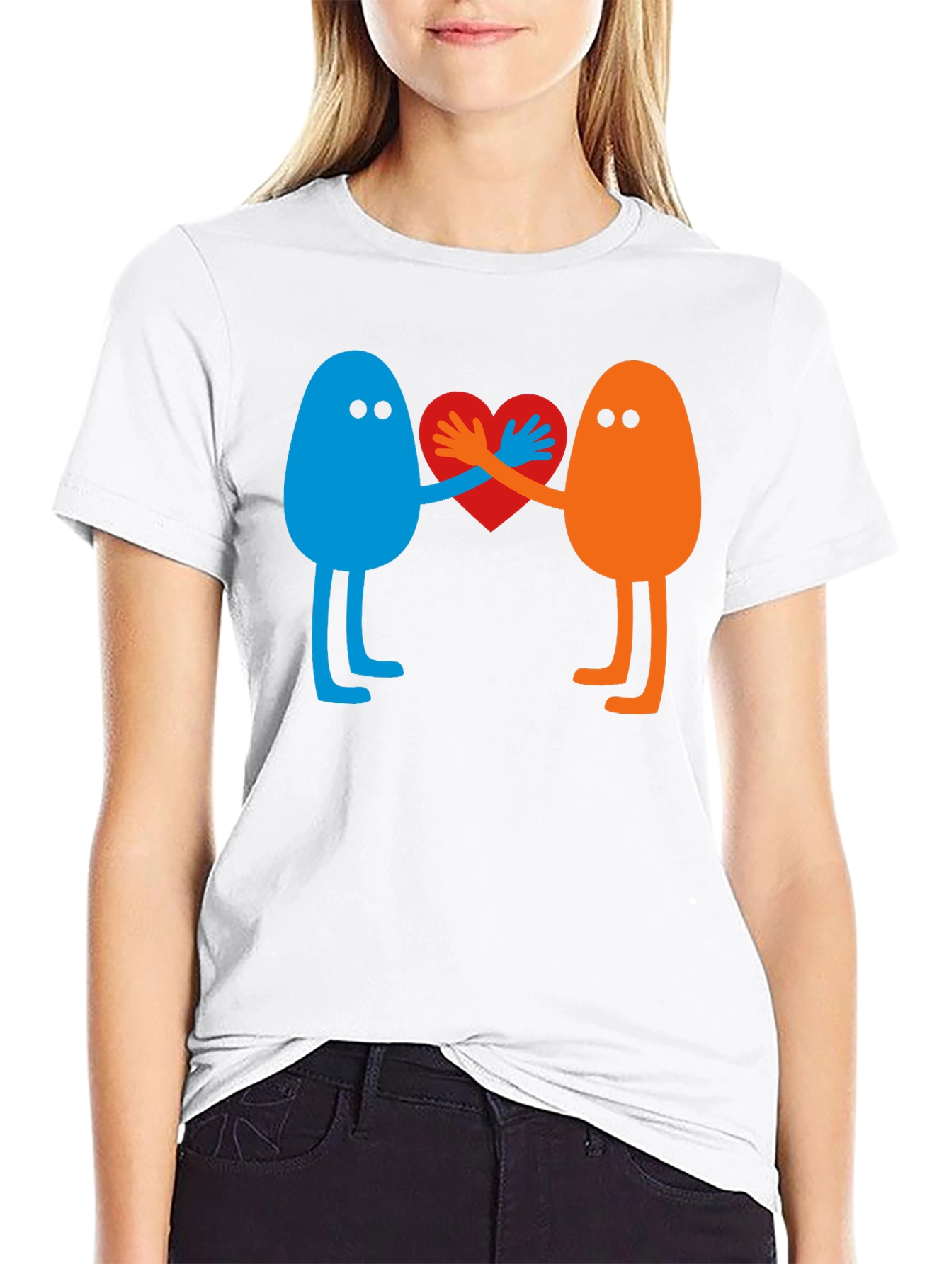 Heart Together T-Shirt: Blue & Orange