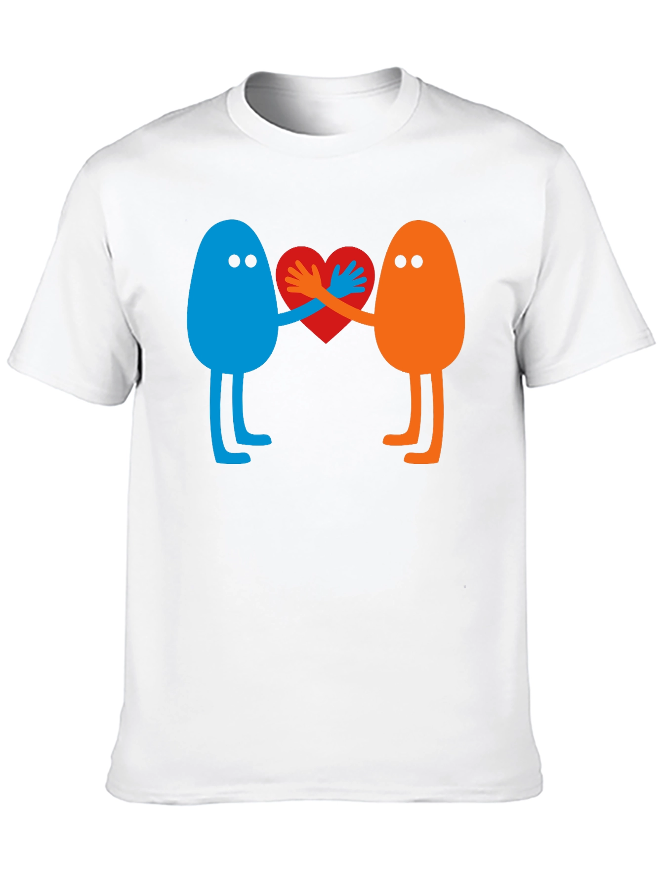 Heart Together T-Shirt: Blue & Orange