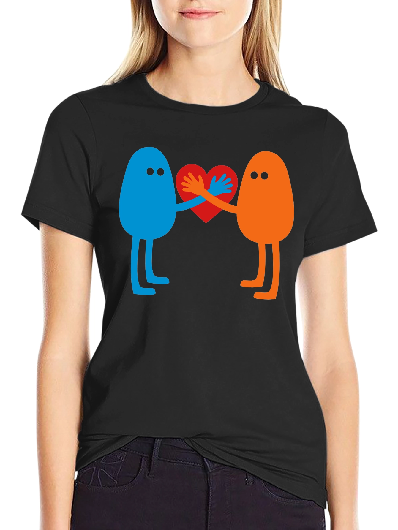 Heart Together T-Shirt: Blue & Orange