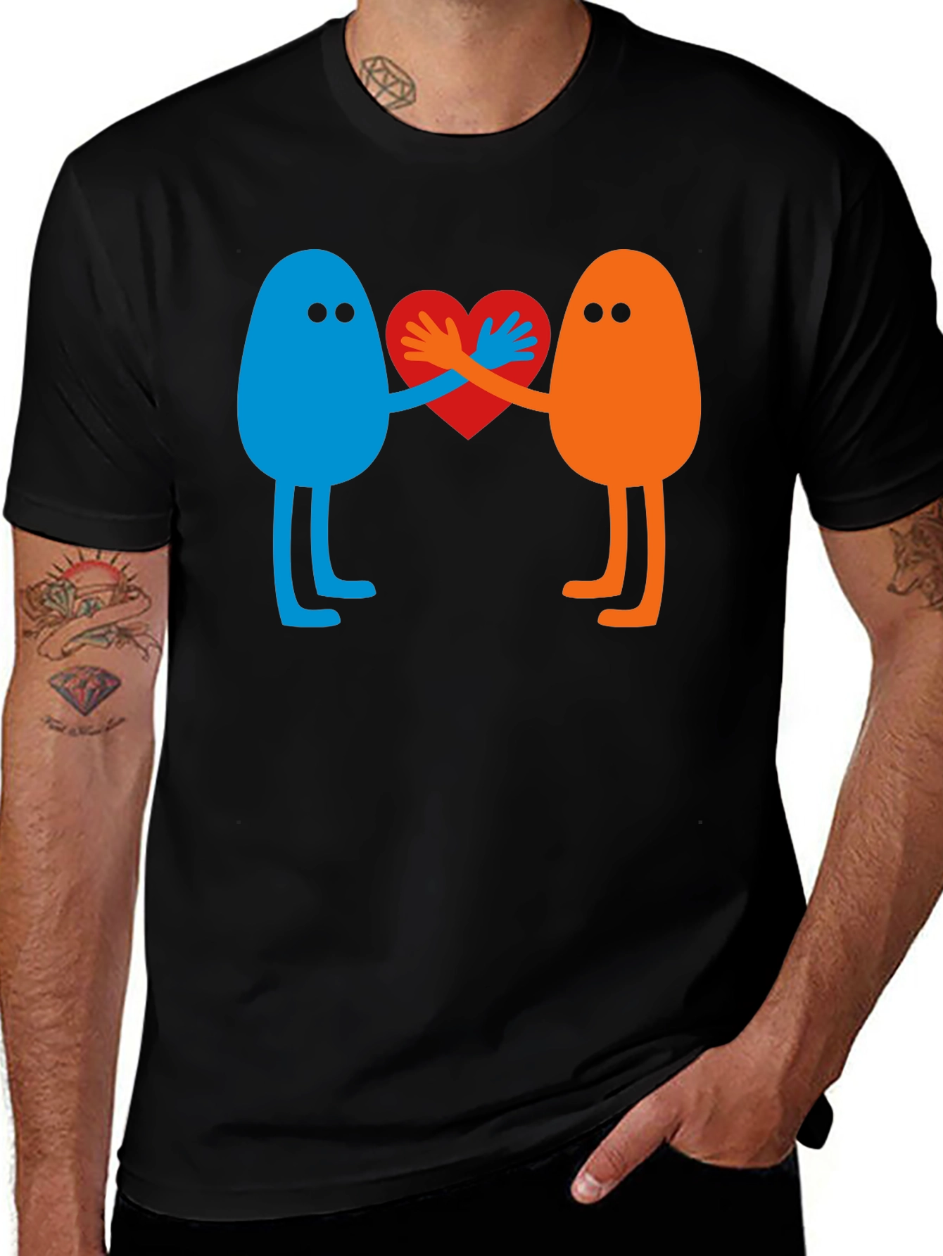 Heart Together T-Shirt: Blue & Orange