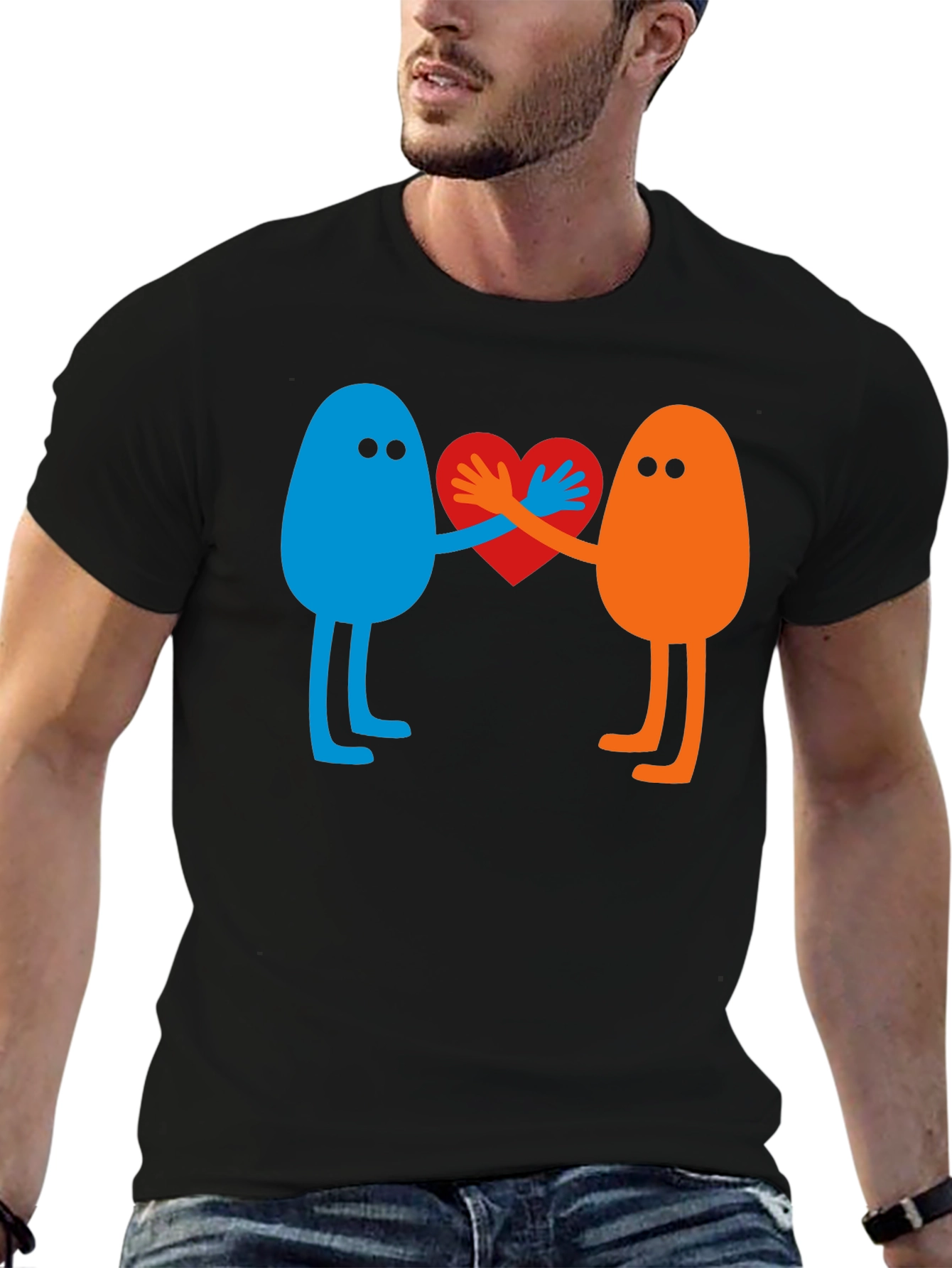 Heart Together T-Shirt: Blue & Orange