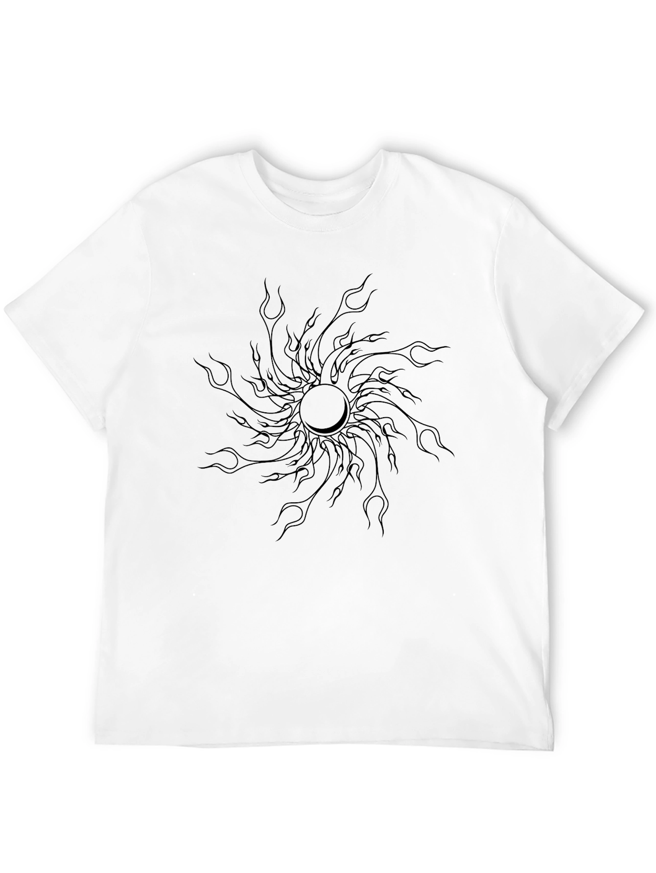 Mens Black T-Shirt with Sunburst Design