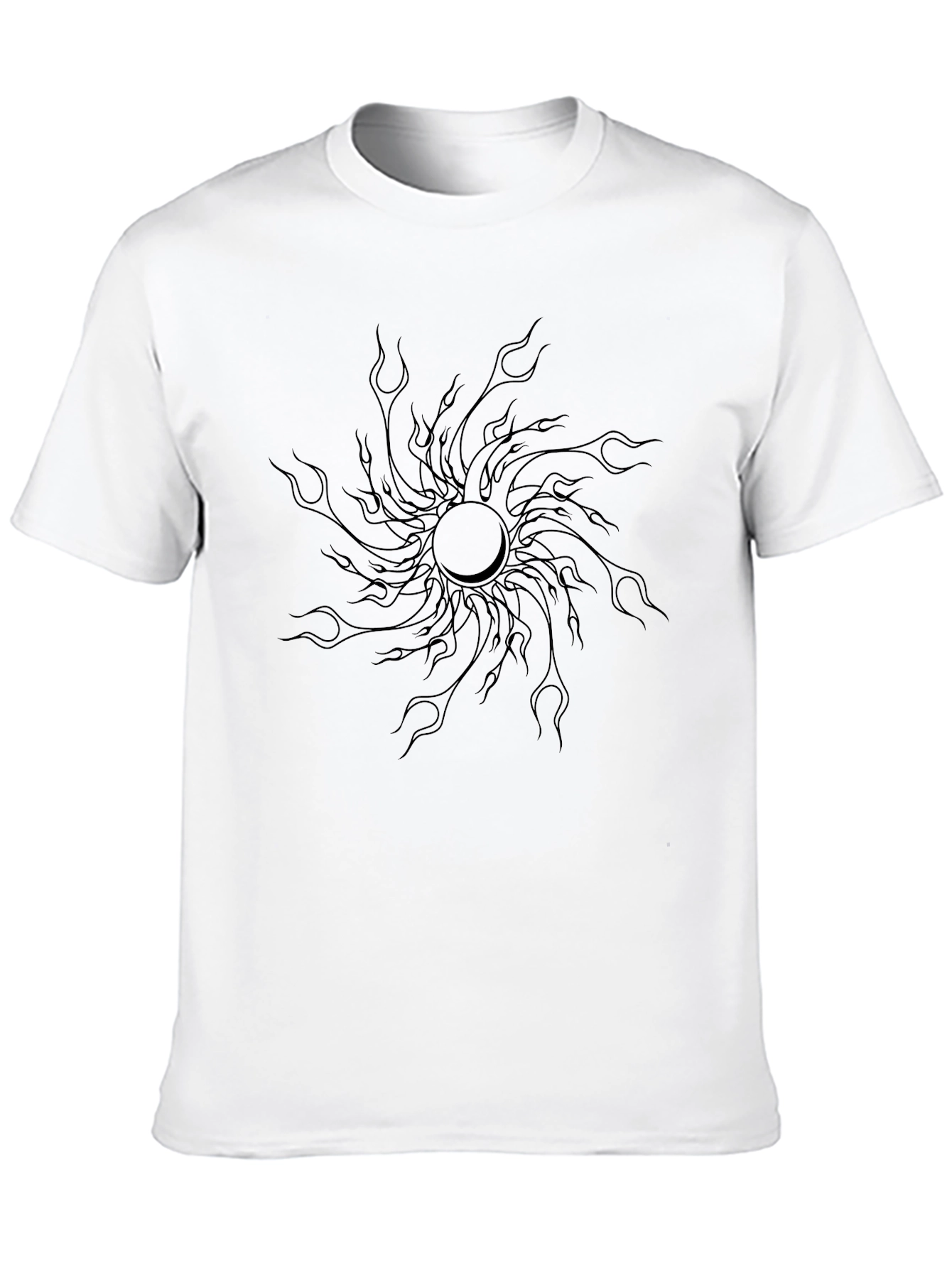 Mens Black T-Shirt with Sunburst Design