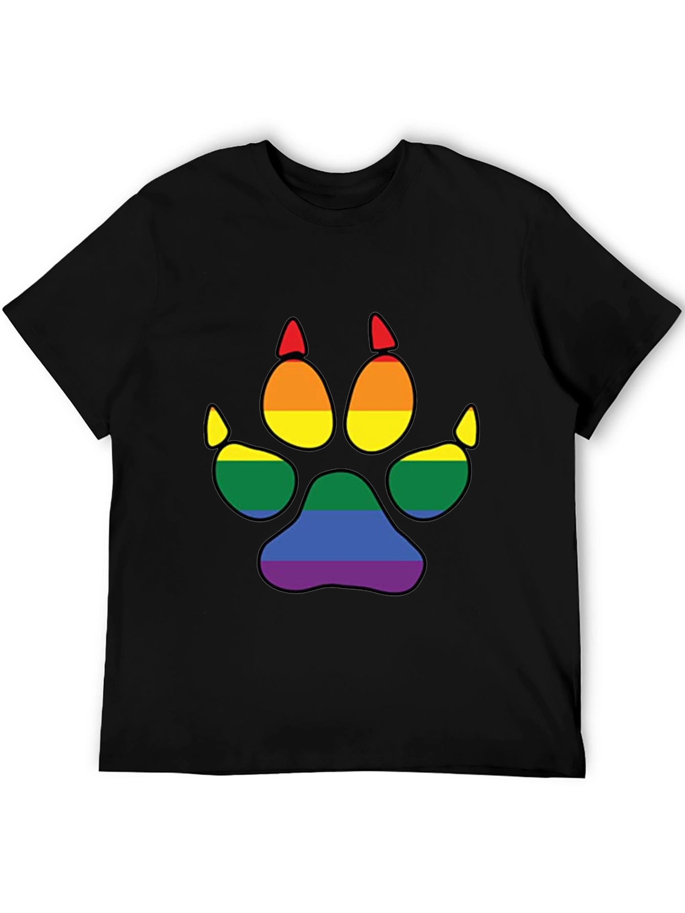 LGBT Pride Paw Print Black T-Shirt