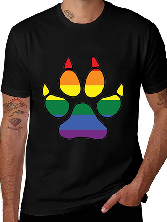 LGBT Pride Paw Print Black T-Shirt
