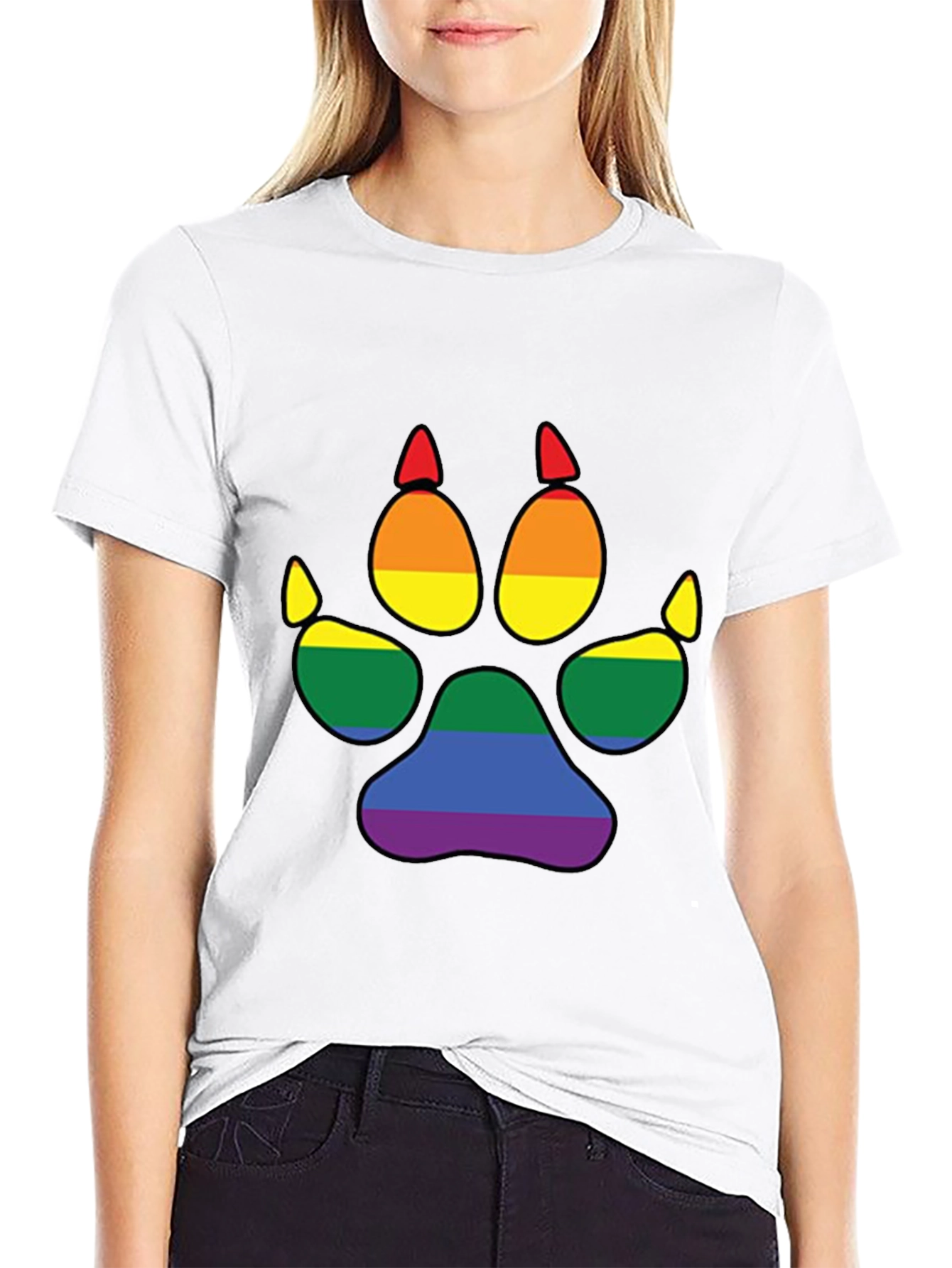 LGBT Pride Paw Print Black T-Shirt