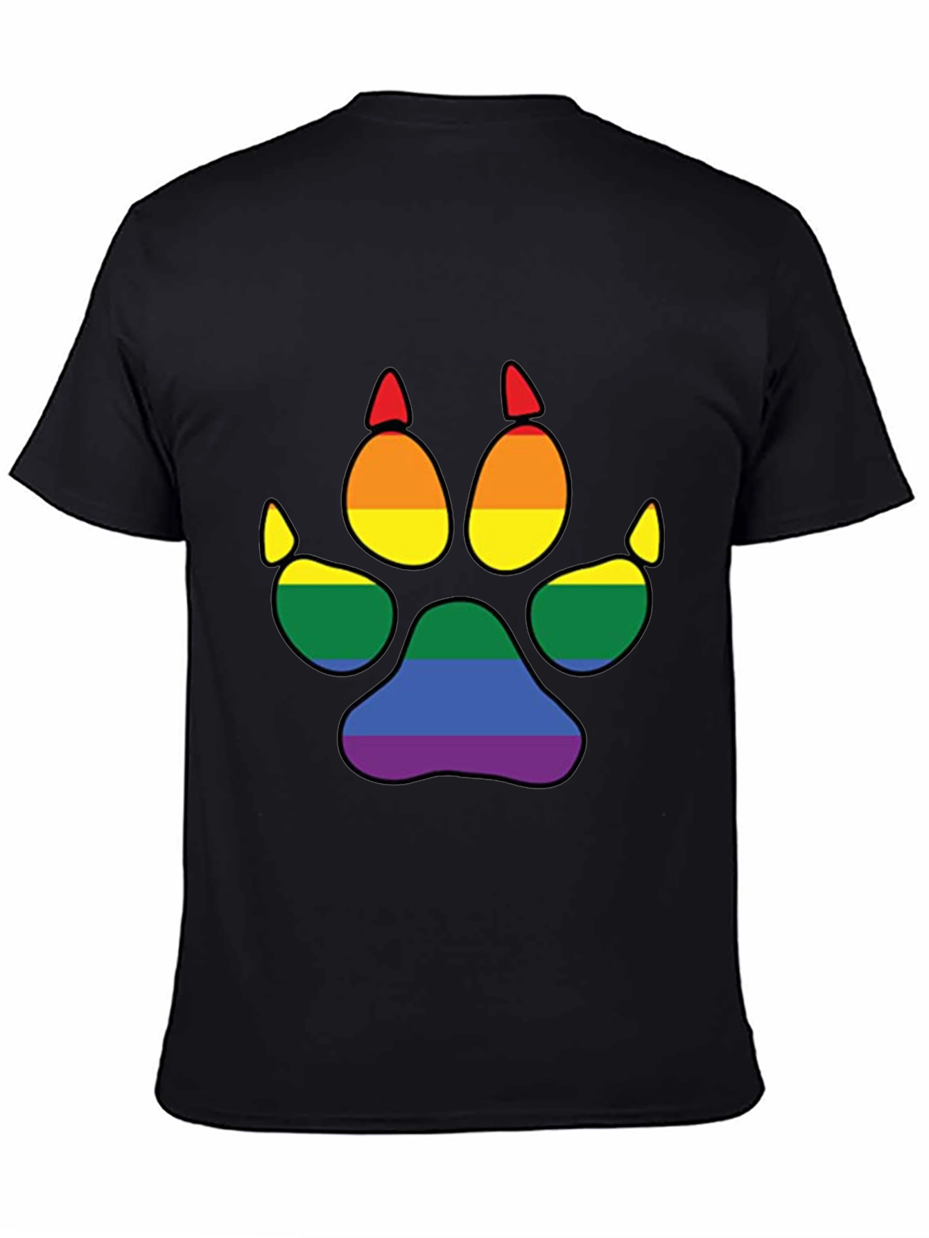LGBT Pride Paw Print Black T-Shirt