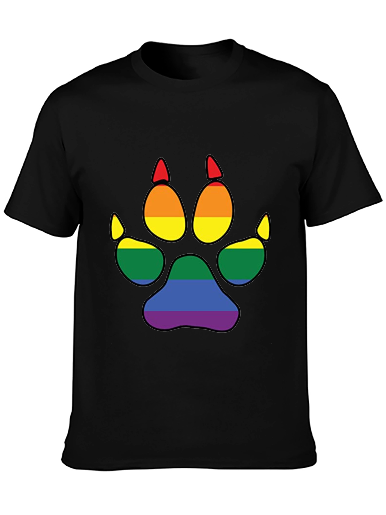 LGBT Pride Paw Print Black T-Shirt