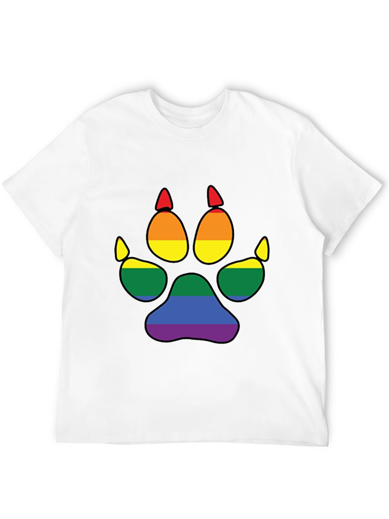 LGBT Pride Paw Print Black T-Shirt