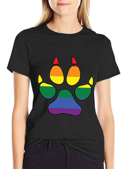 LGBT Pride Paw Print Black T-Shirt