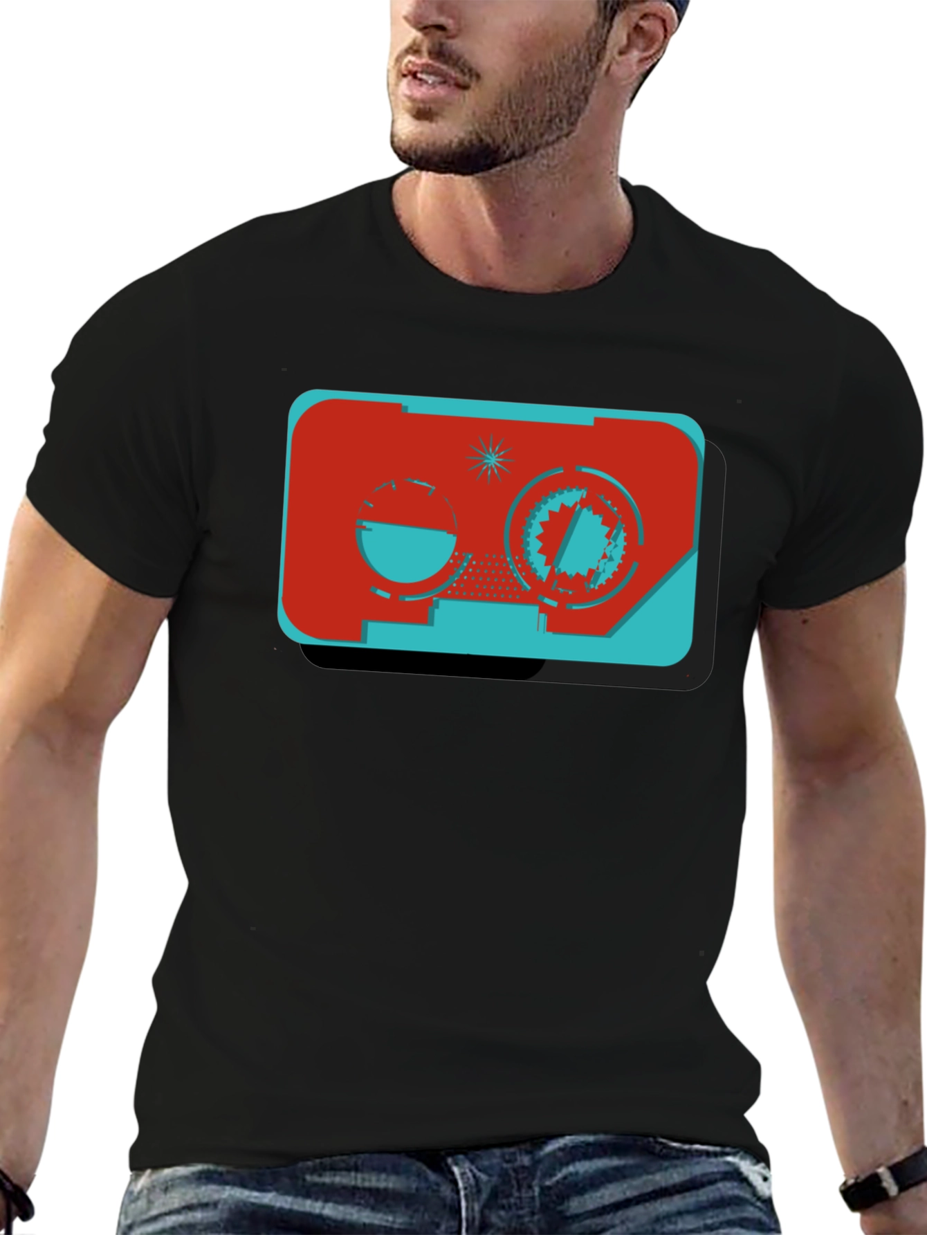 Retro Cassette Tape Graphic Black Tee