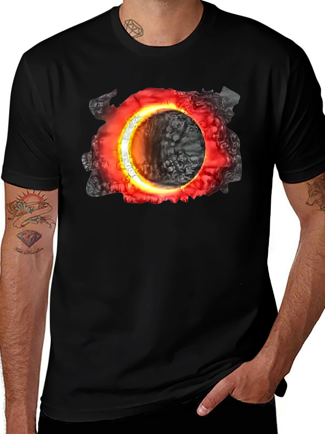 Cosmic Portal Black T-Shirt - Unique Graphic Tee