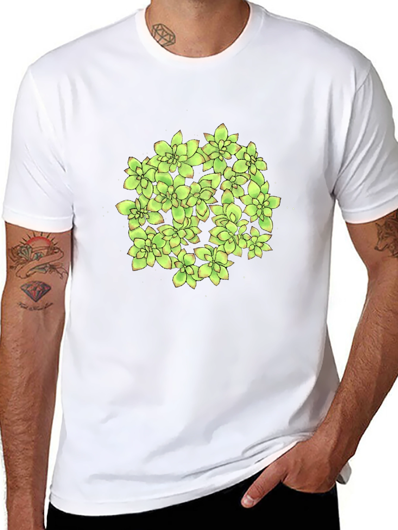 Succulent Graphic Black T-Shirt