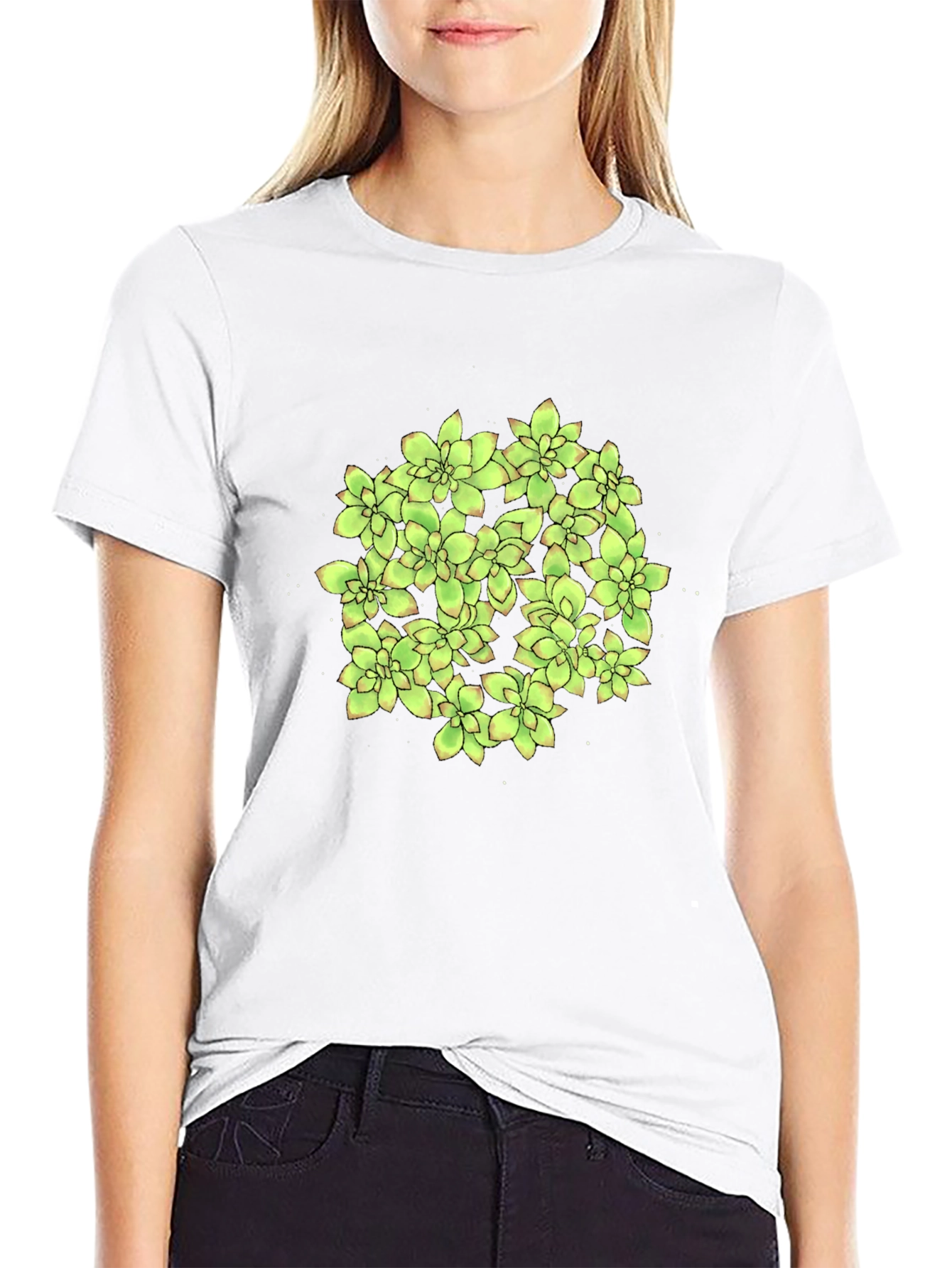 Succulent Graphic Black T-Shirt