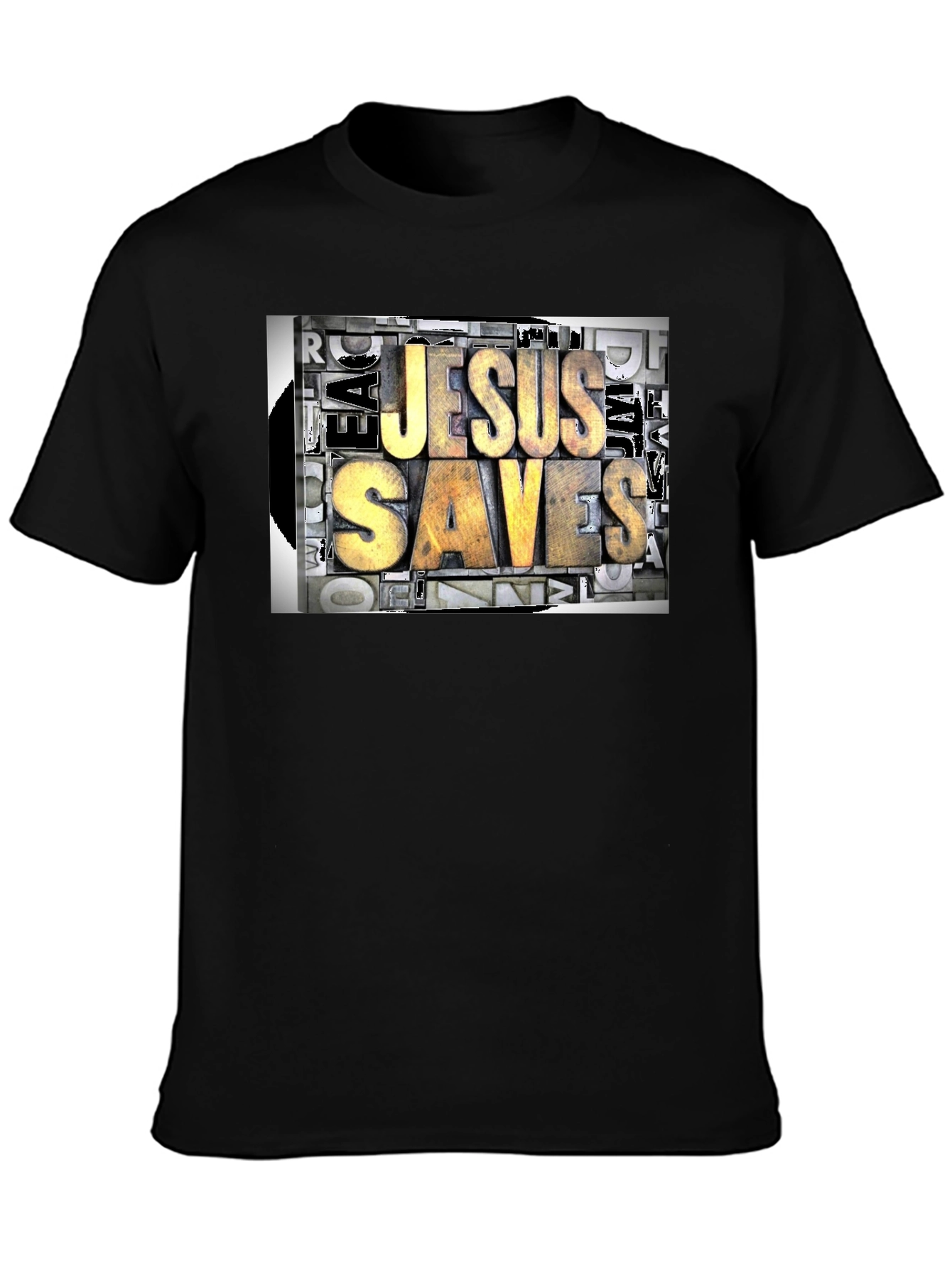 Jesus Saves Graphic Print Black T-Shirt