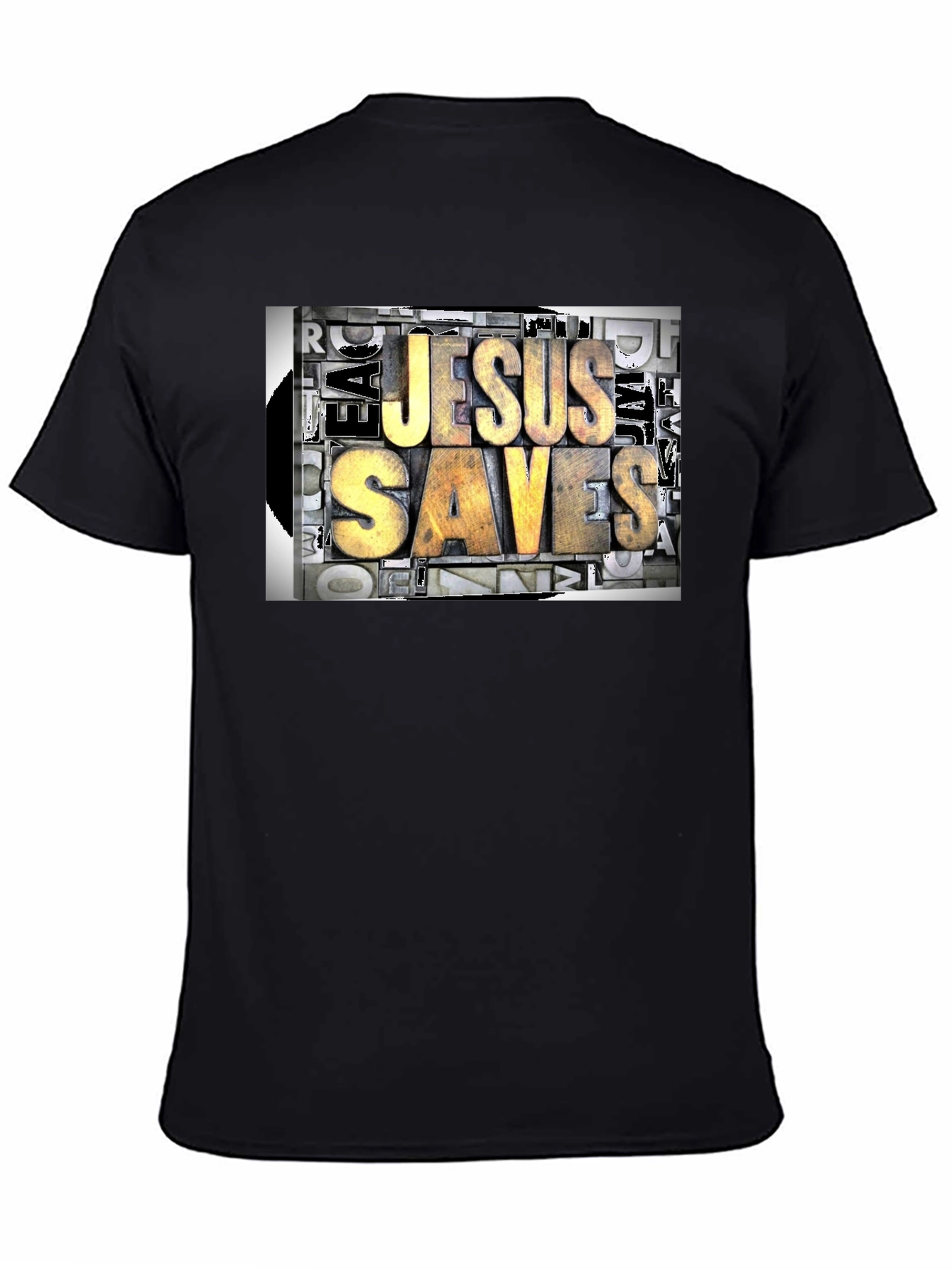 Jesus Saves Graphic Print Black T-Shirt