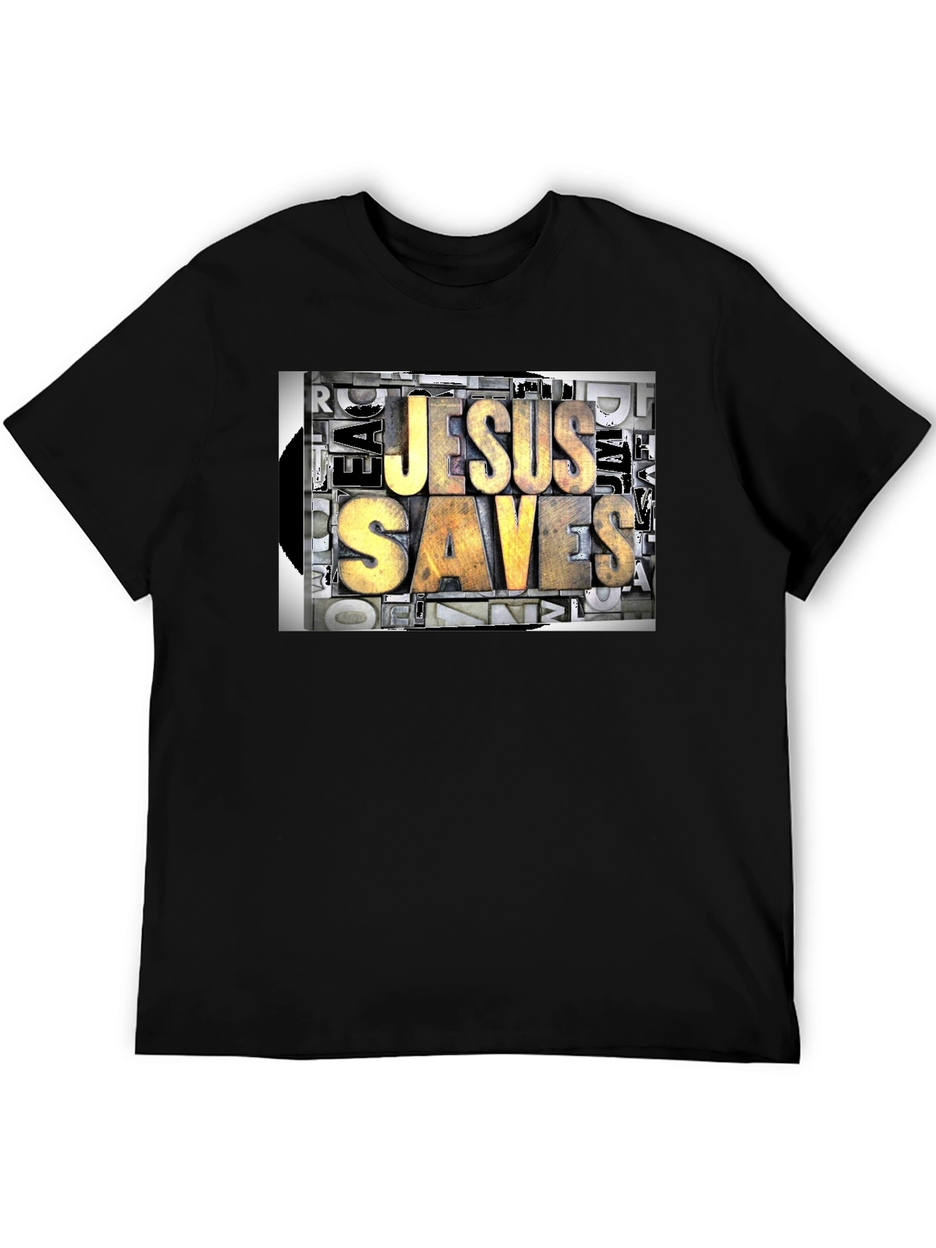 Jesus Saves Graphic Print Black T-Shirt