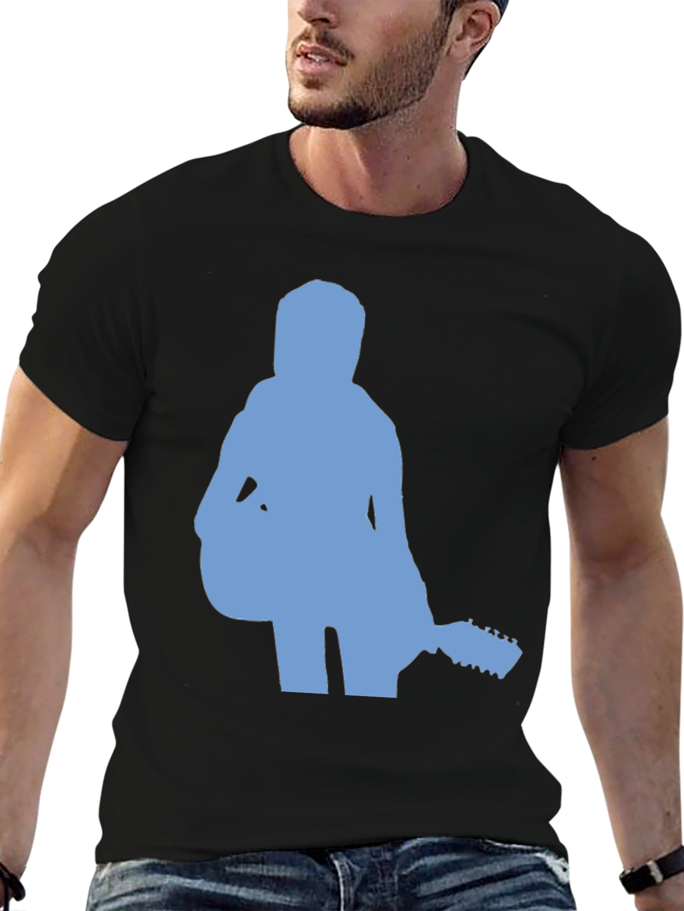 Guitar Player Silhouette Graphic Tee - Black