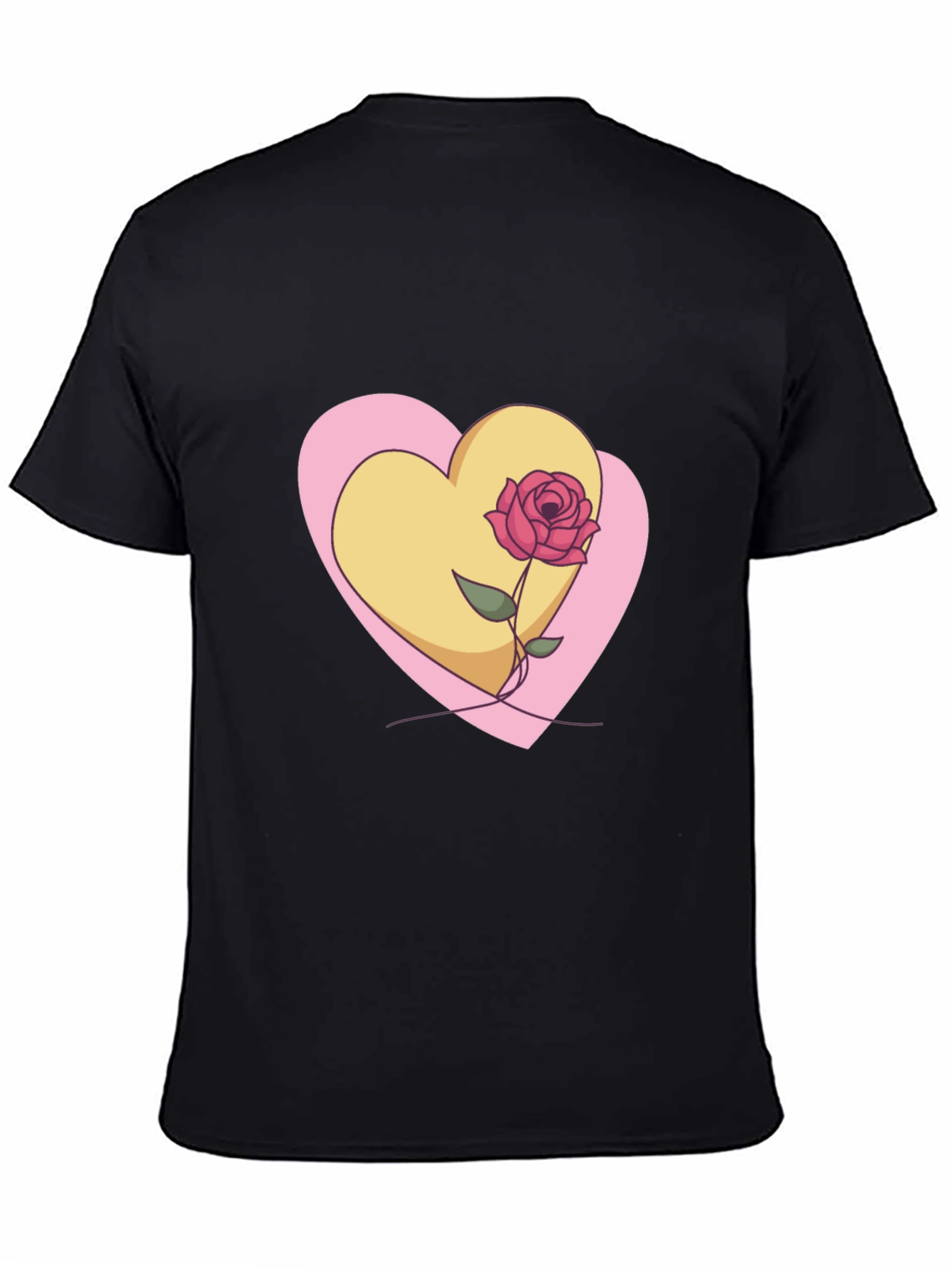 Heart & Rose Graphic Black T-Shirt