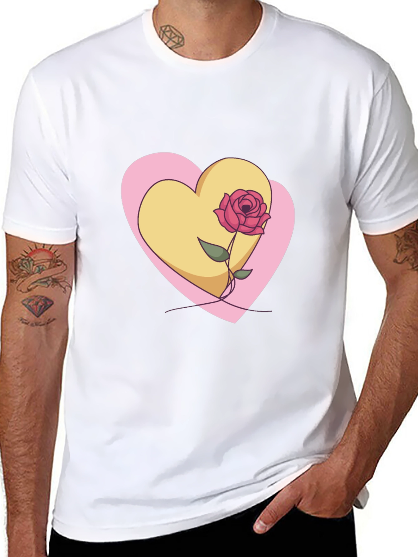 Heart & Rose Graphic Black T-Shirt