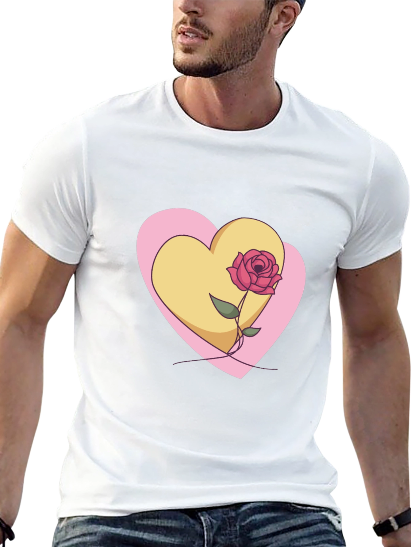 Heart & Rose Graphic Black T-Shirt