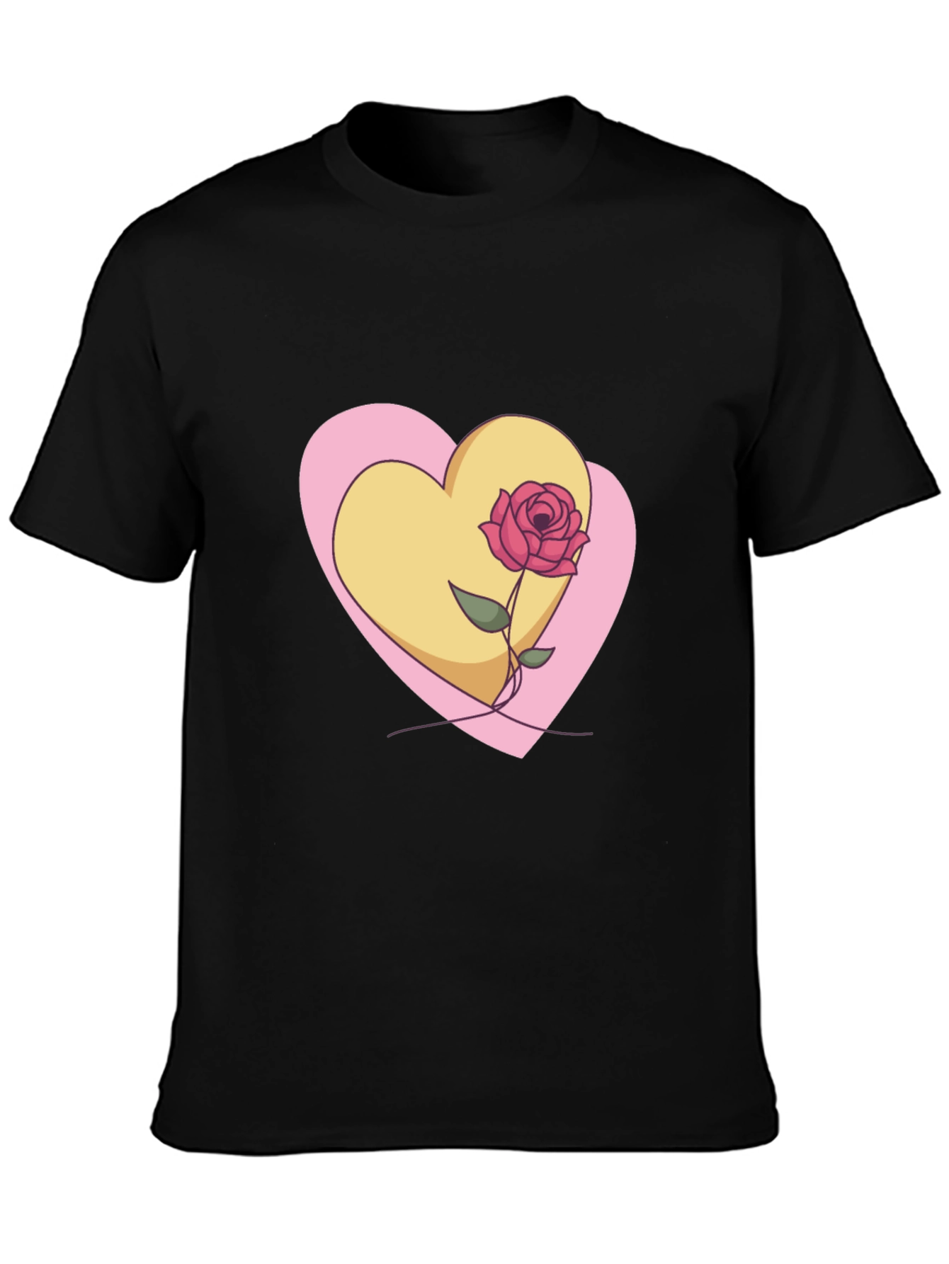 Heart & Rose Graphic Black T-Shirt
