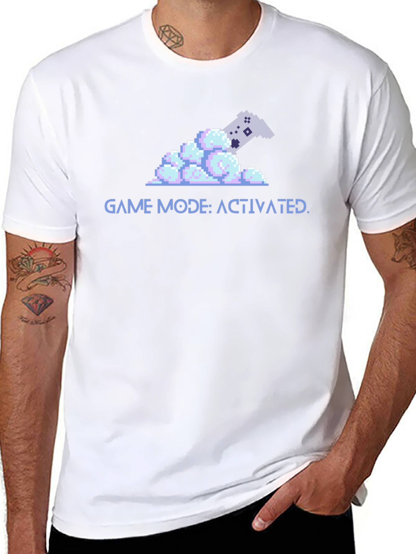 Game Mode Activated Black T-Shirt - Pixel Art