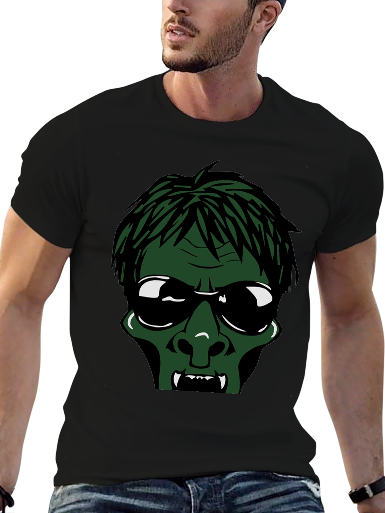 Zombie Face Black T-Shirt