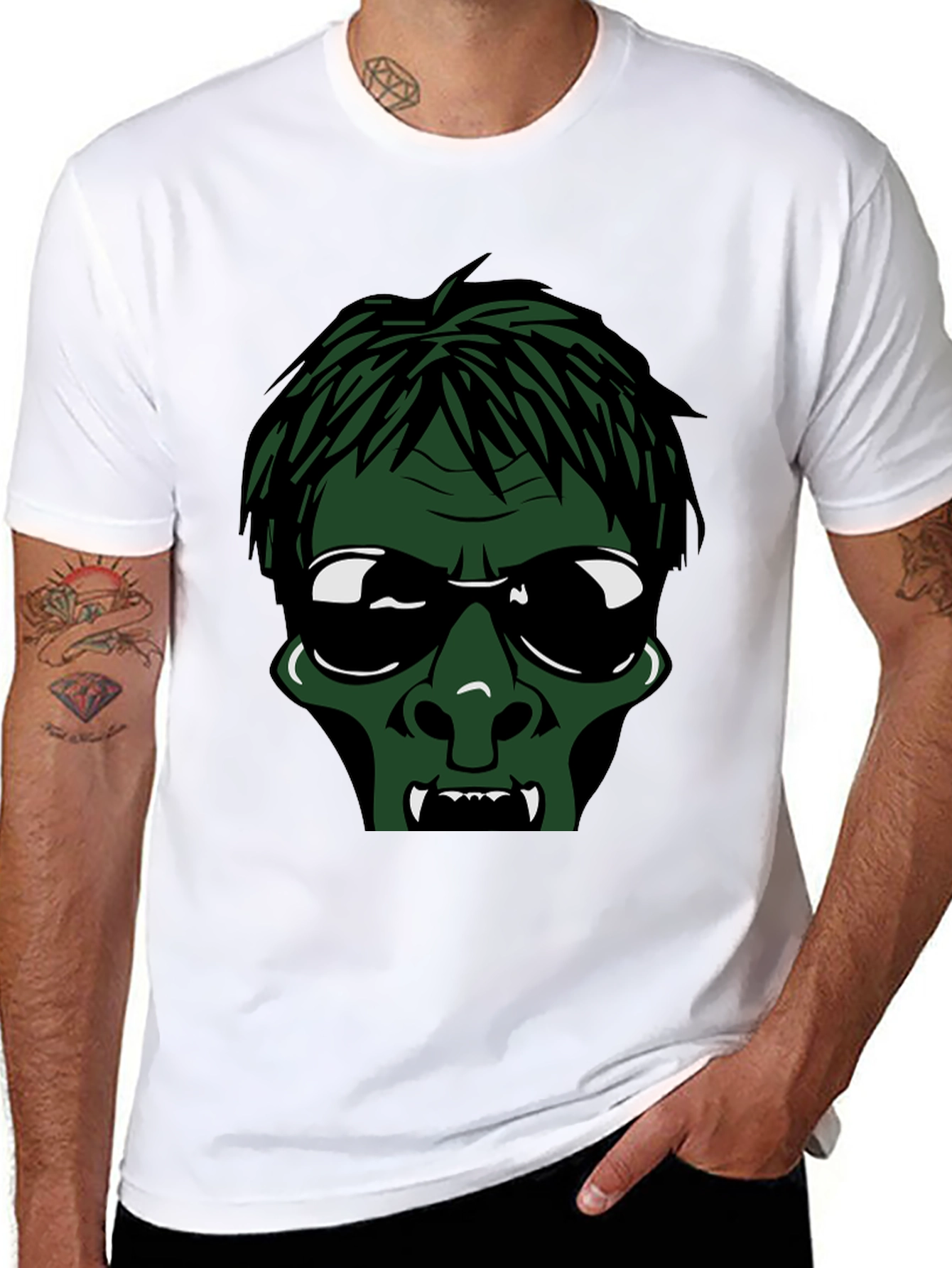 Zombie Face Black T-Shirt