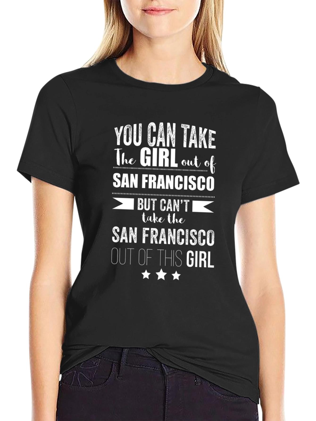 San Francisco Girl T-Shirt Black Graphic Tee