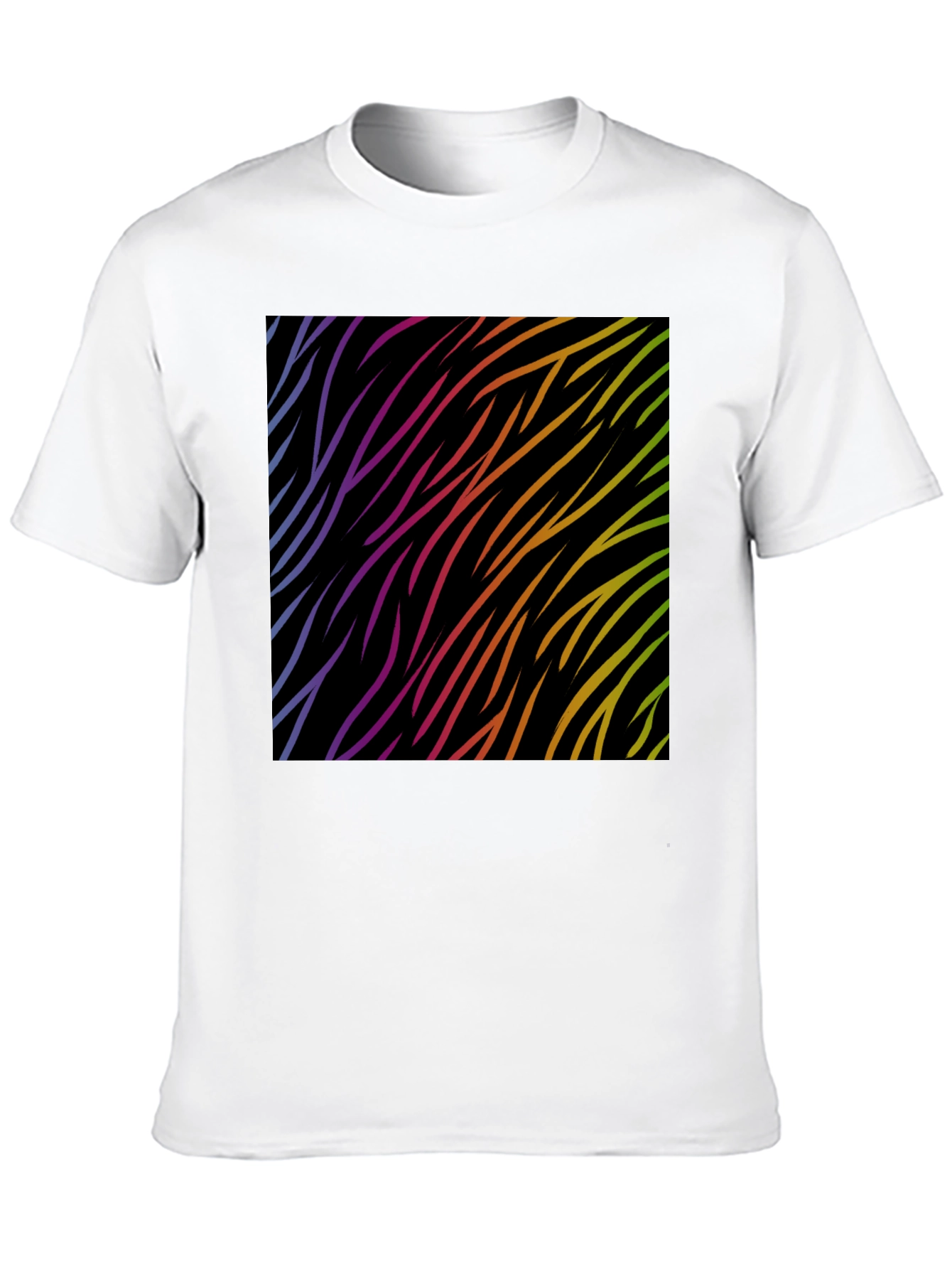 Rainbow Wave Zebra Print Black T-Shirt