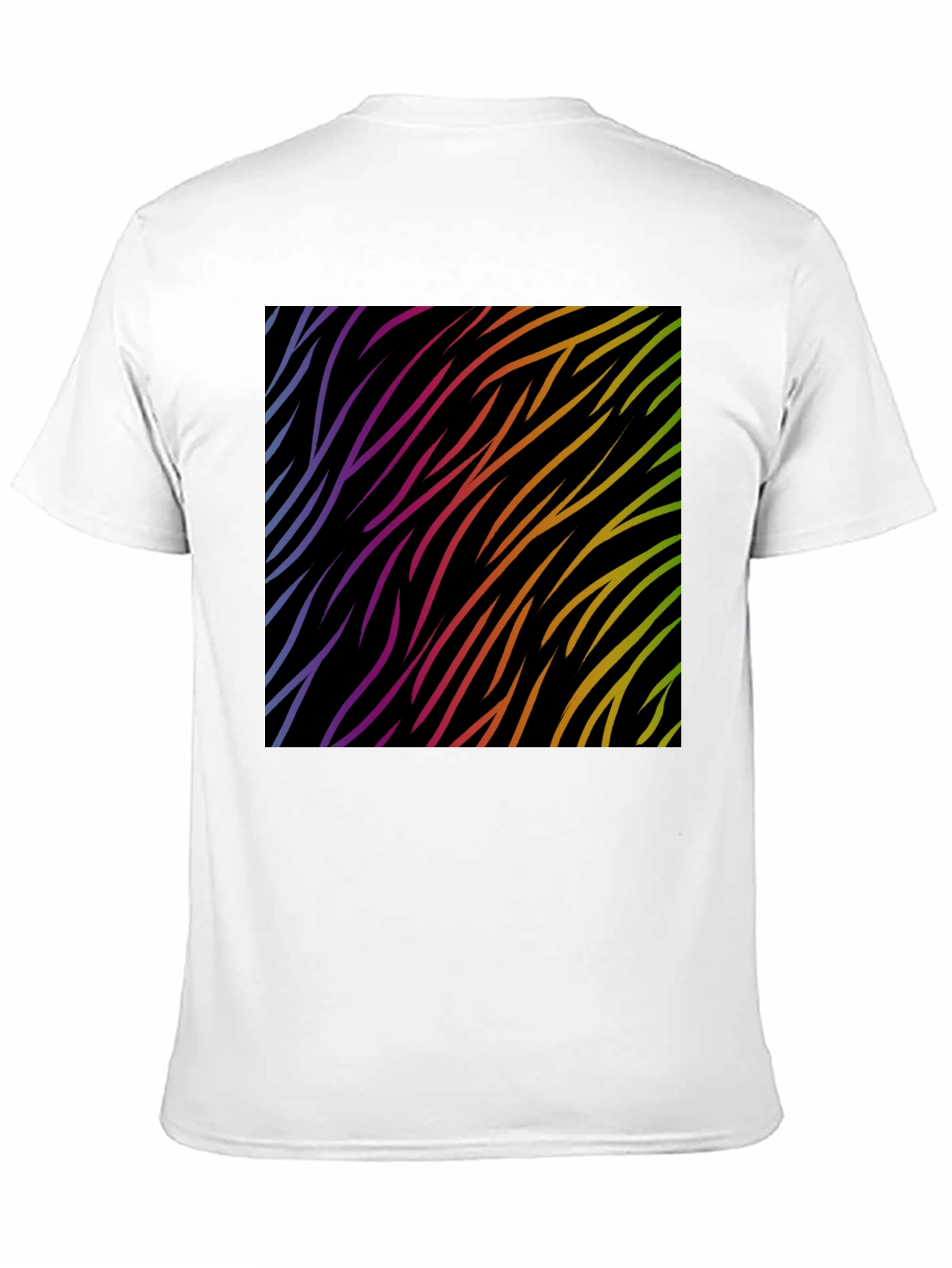 Rainbow Wave Zebra Print Black T-Shirt