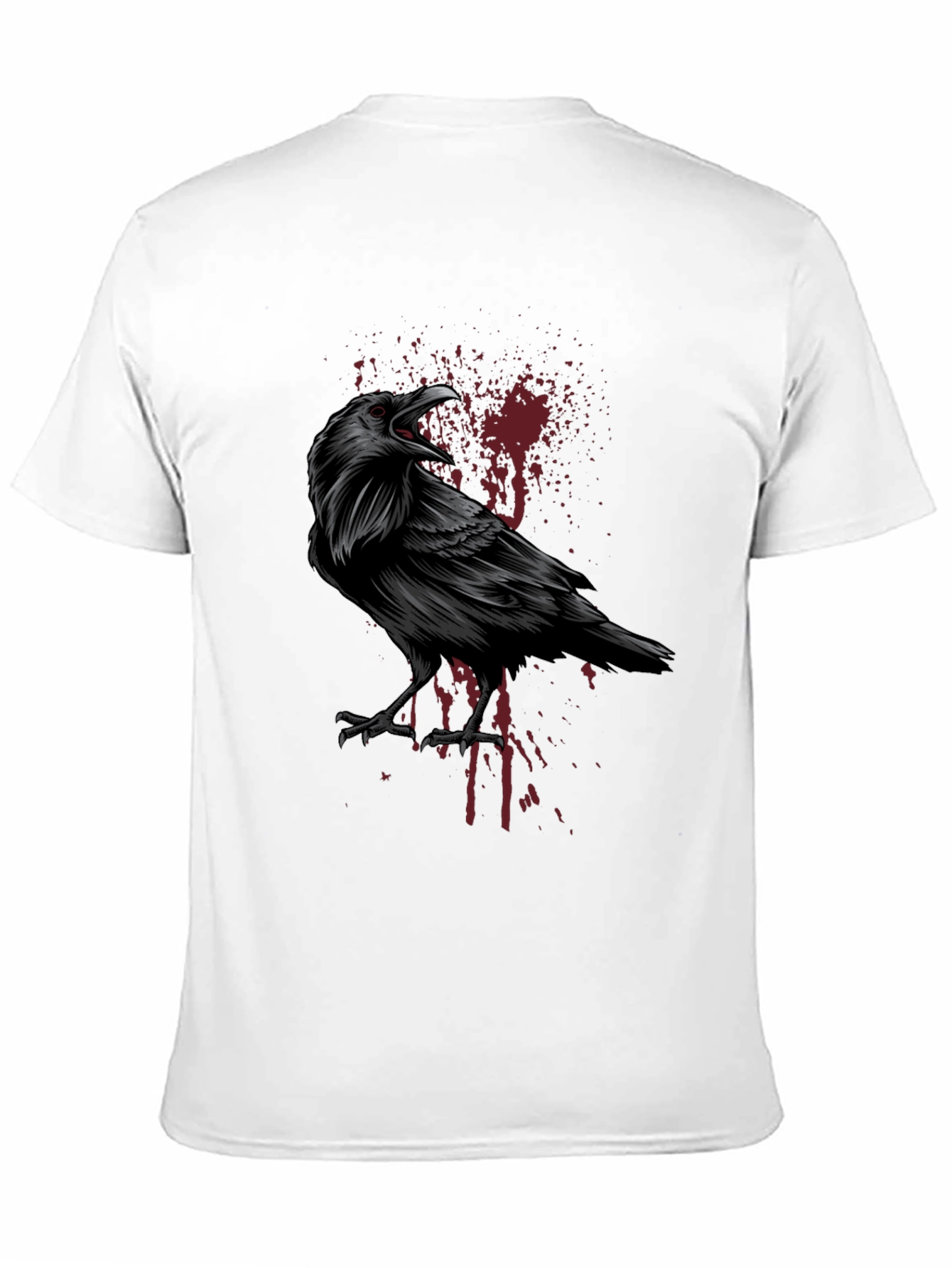 Raven Graphic Print Tee - Black Gothic Style