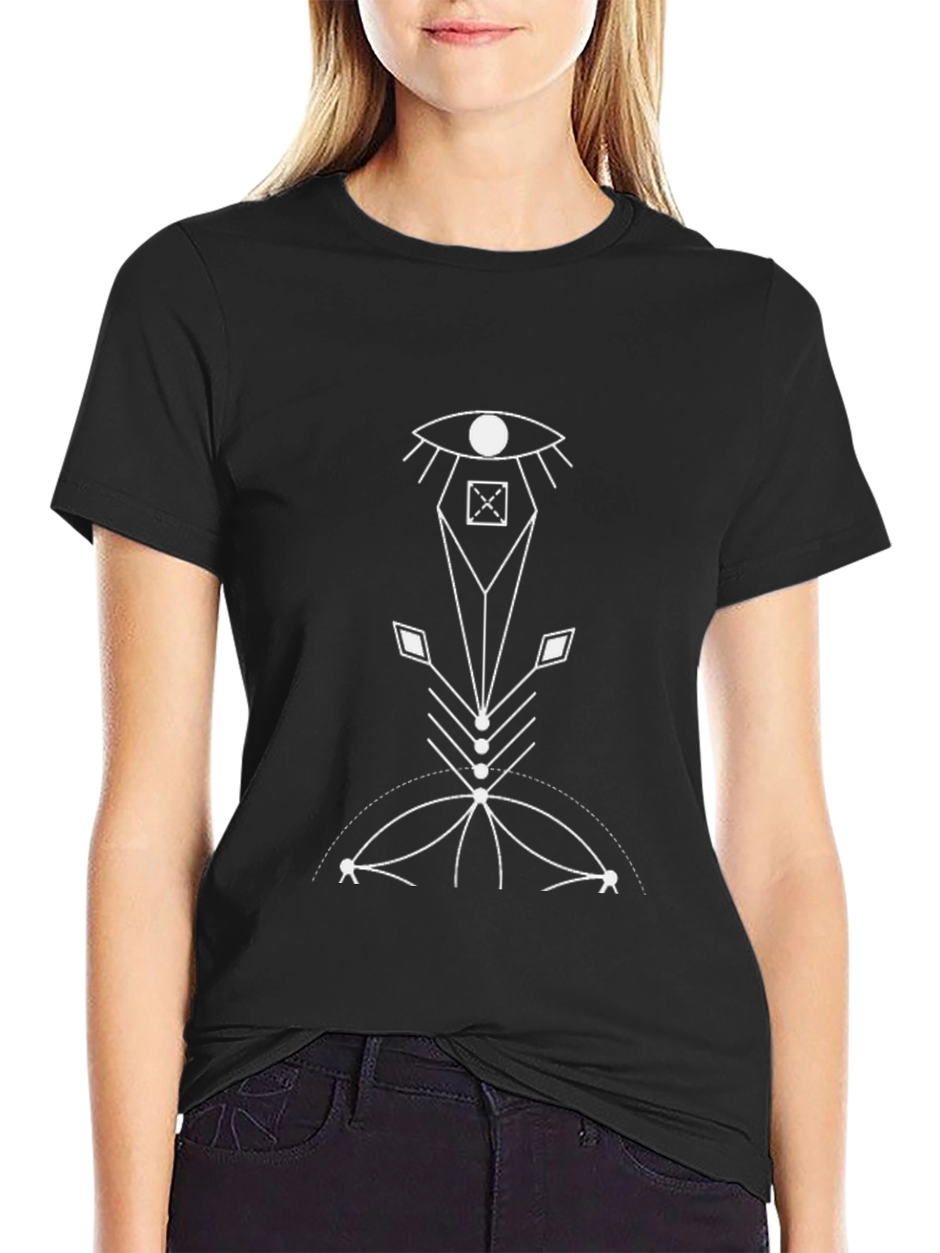 Geometric Eye Graphic T-Shirt - Black