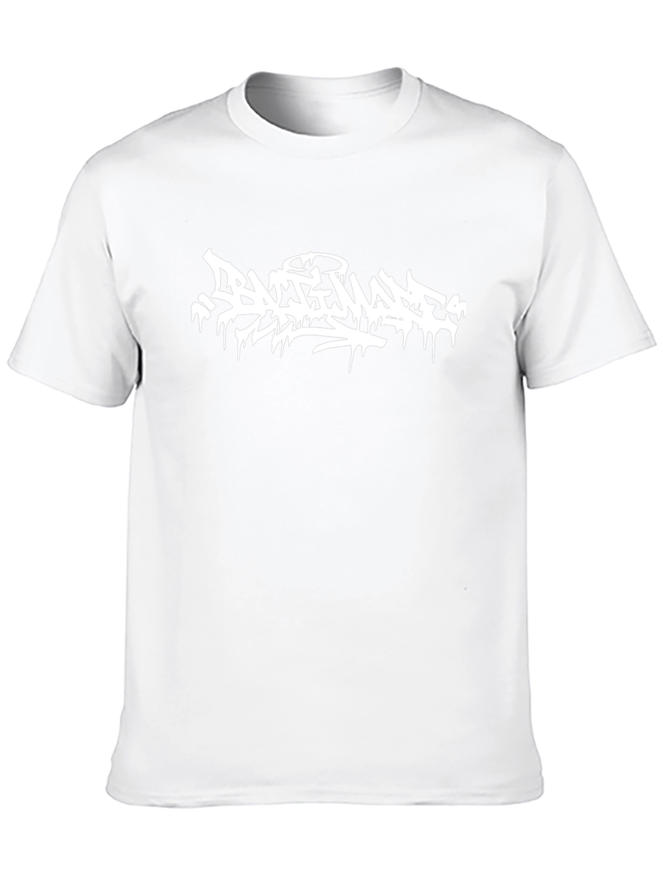 Black Graphic Tee - Graffiti Style White Print