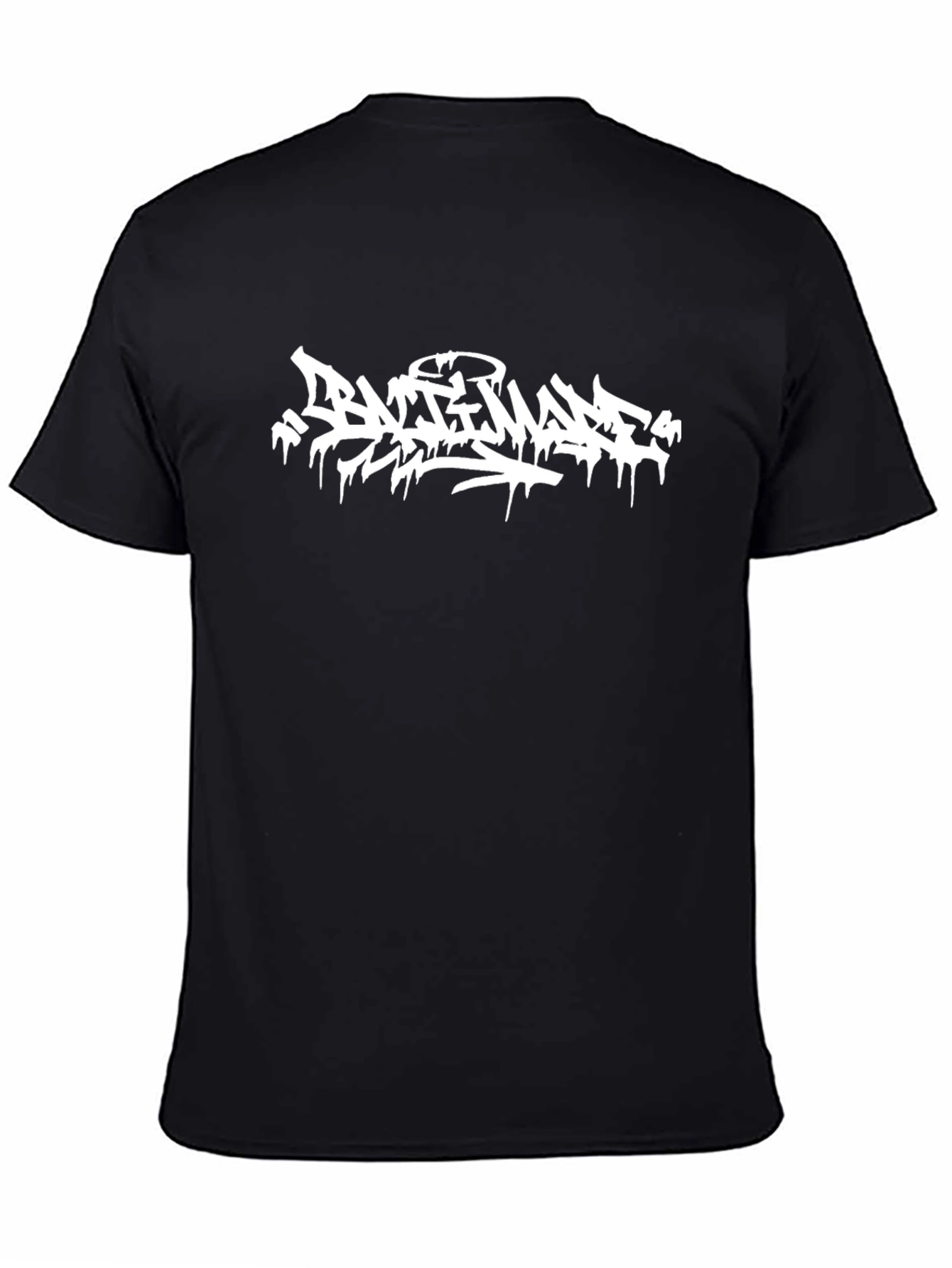 Black Graphic Tee - Graffiti Style White Print