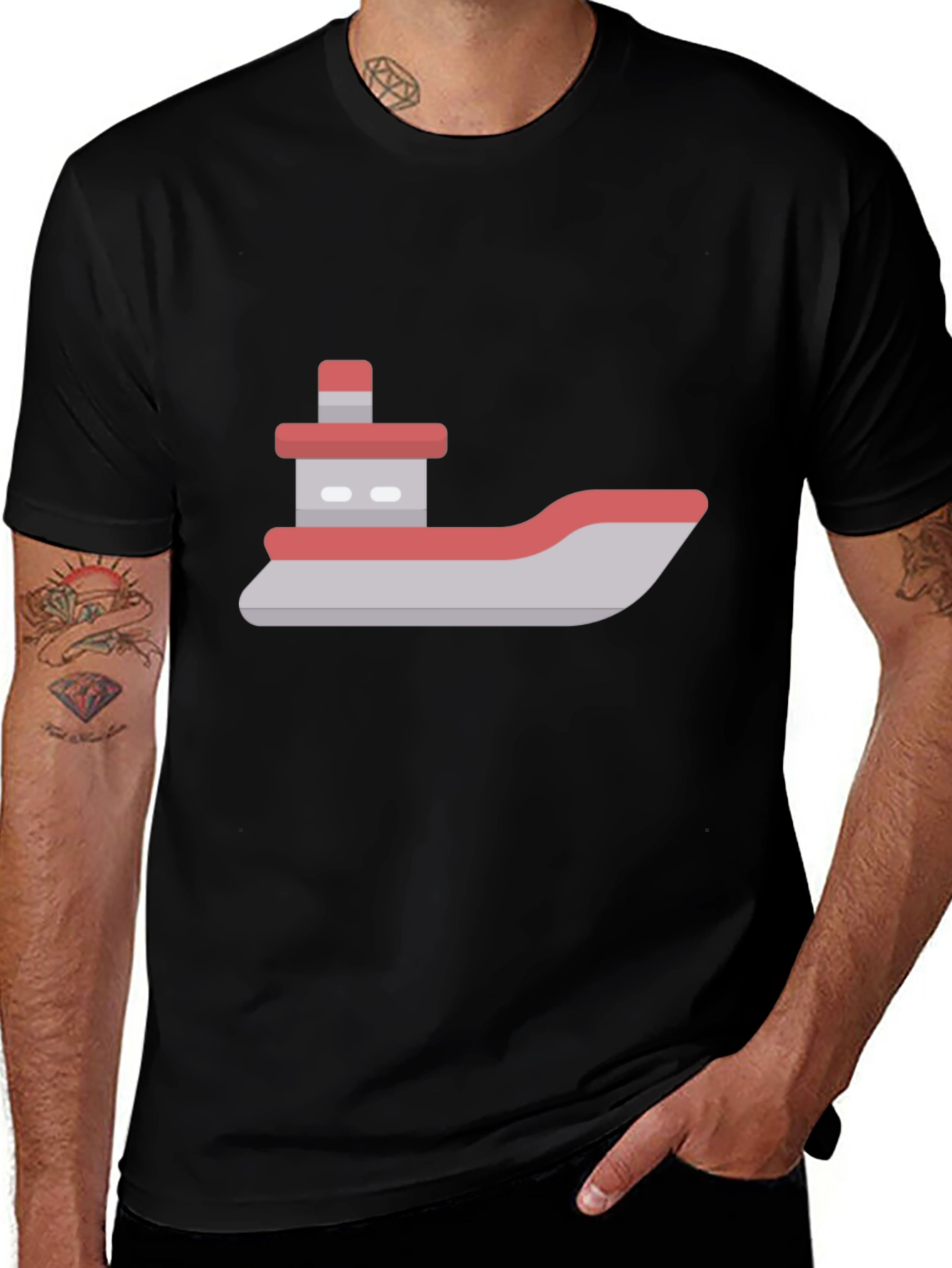 Modern Boat Graphic Tee - Black