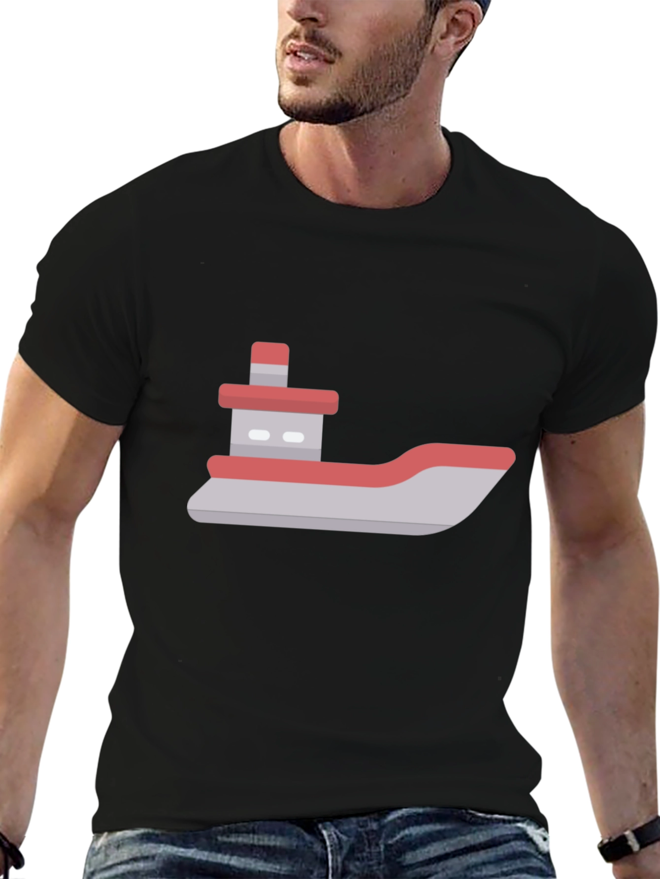 Modern Boat Graphic Tee - Black