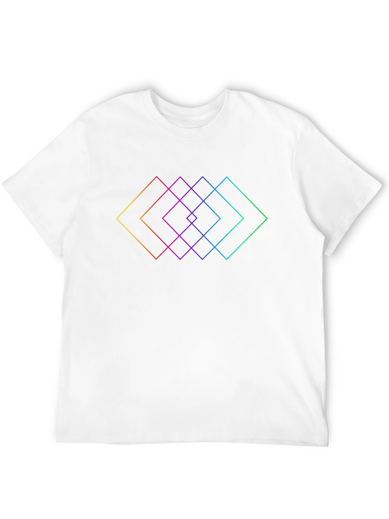 Geometric Rainbow Squares Black T-Shirt