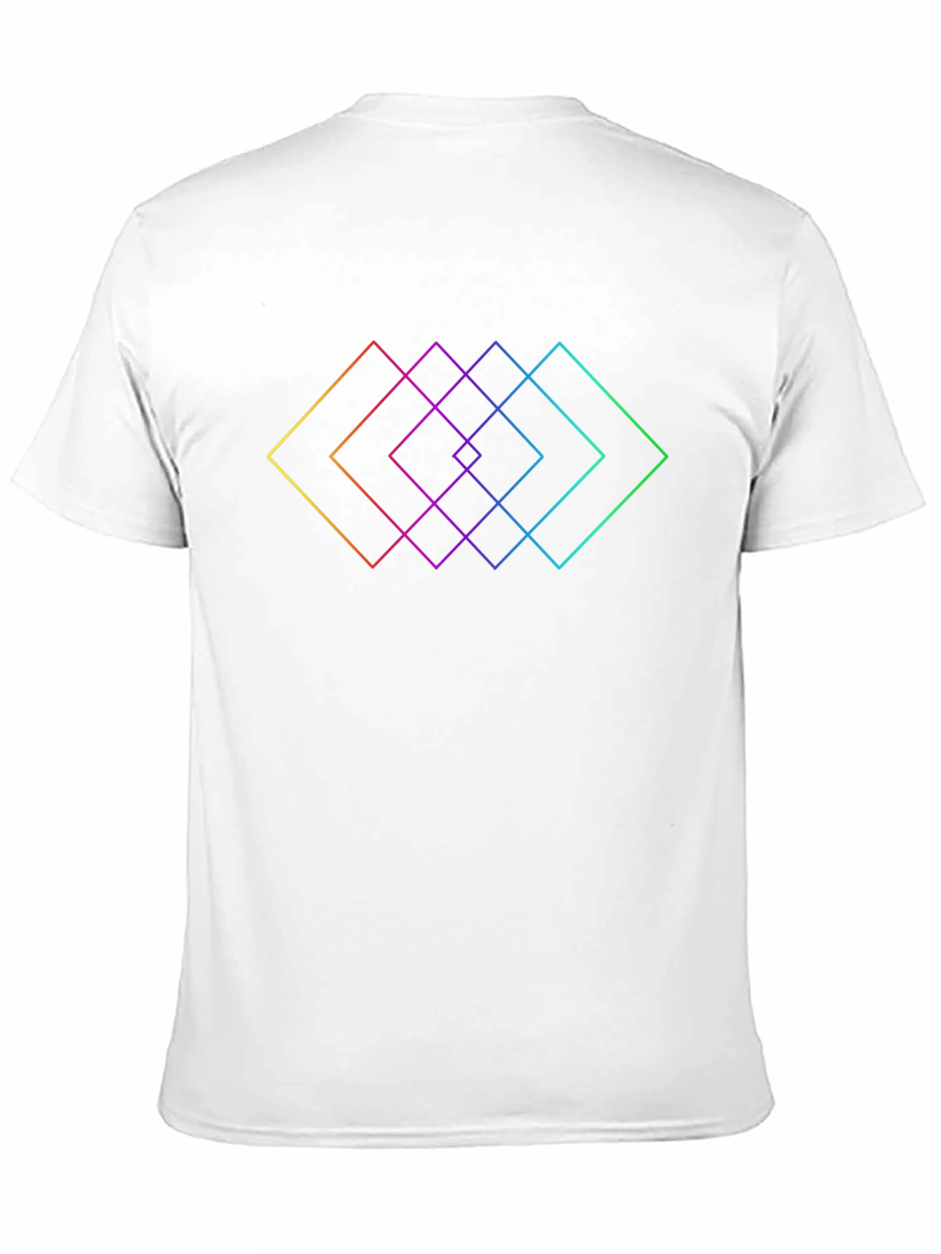 Geometric Rainbow Squares Black T-Shirt