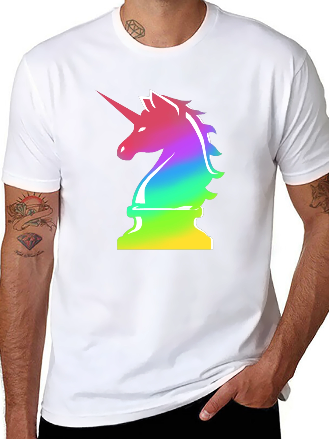 Rainbow Unicorn Chess Piece T-Shirt