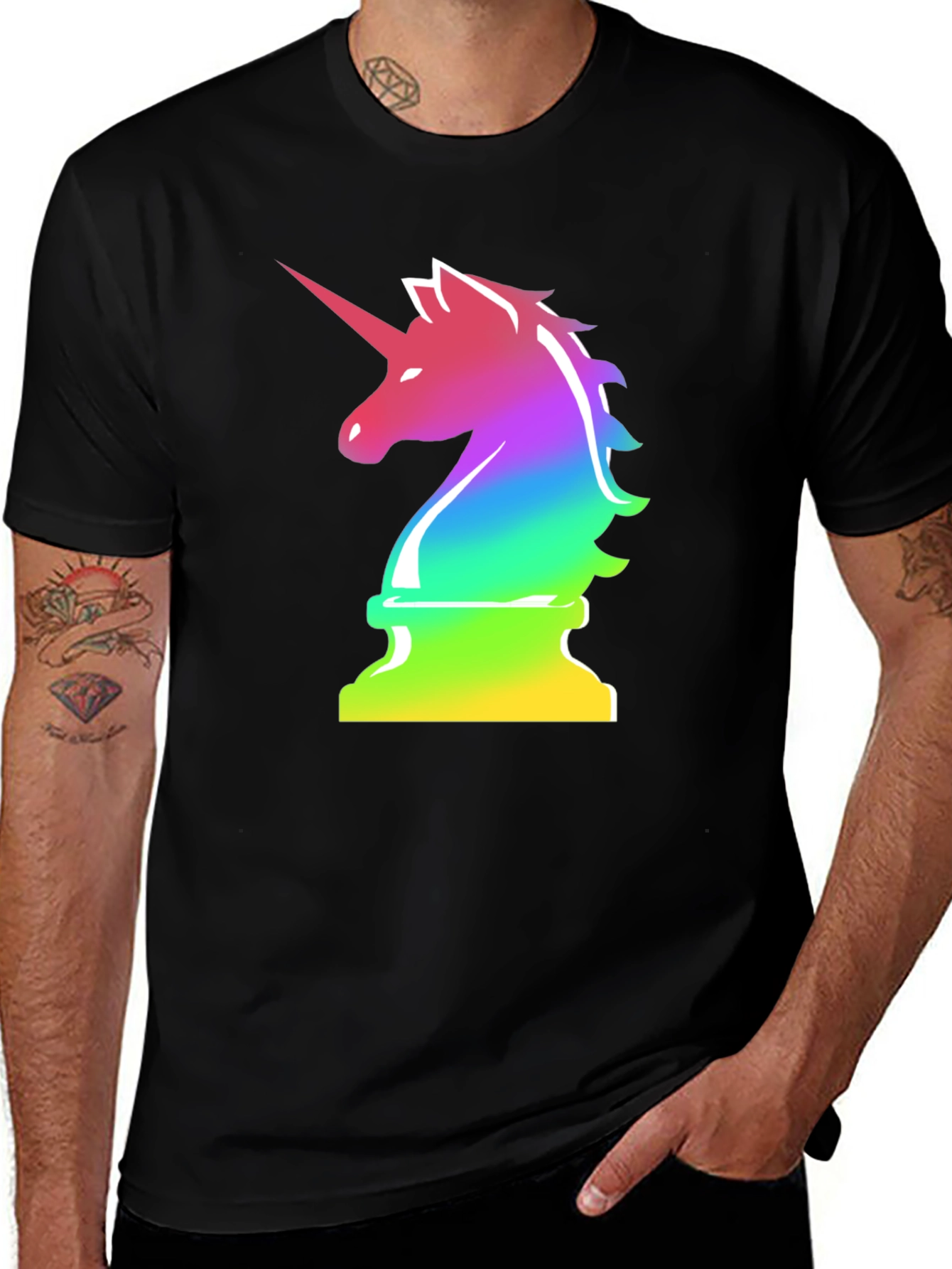 Rainbow Unicorn Chess Piece T-Shirt