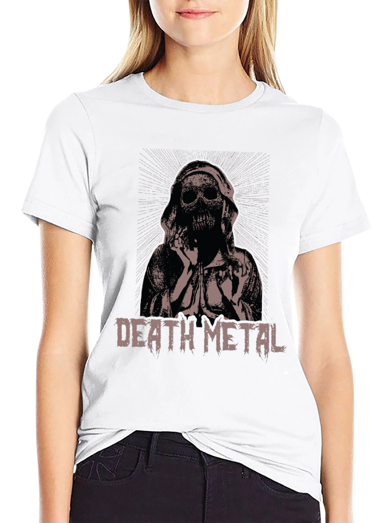 Death Metal Skeleton Graphic T-Shirt - Black