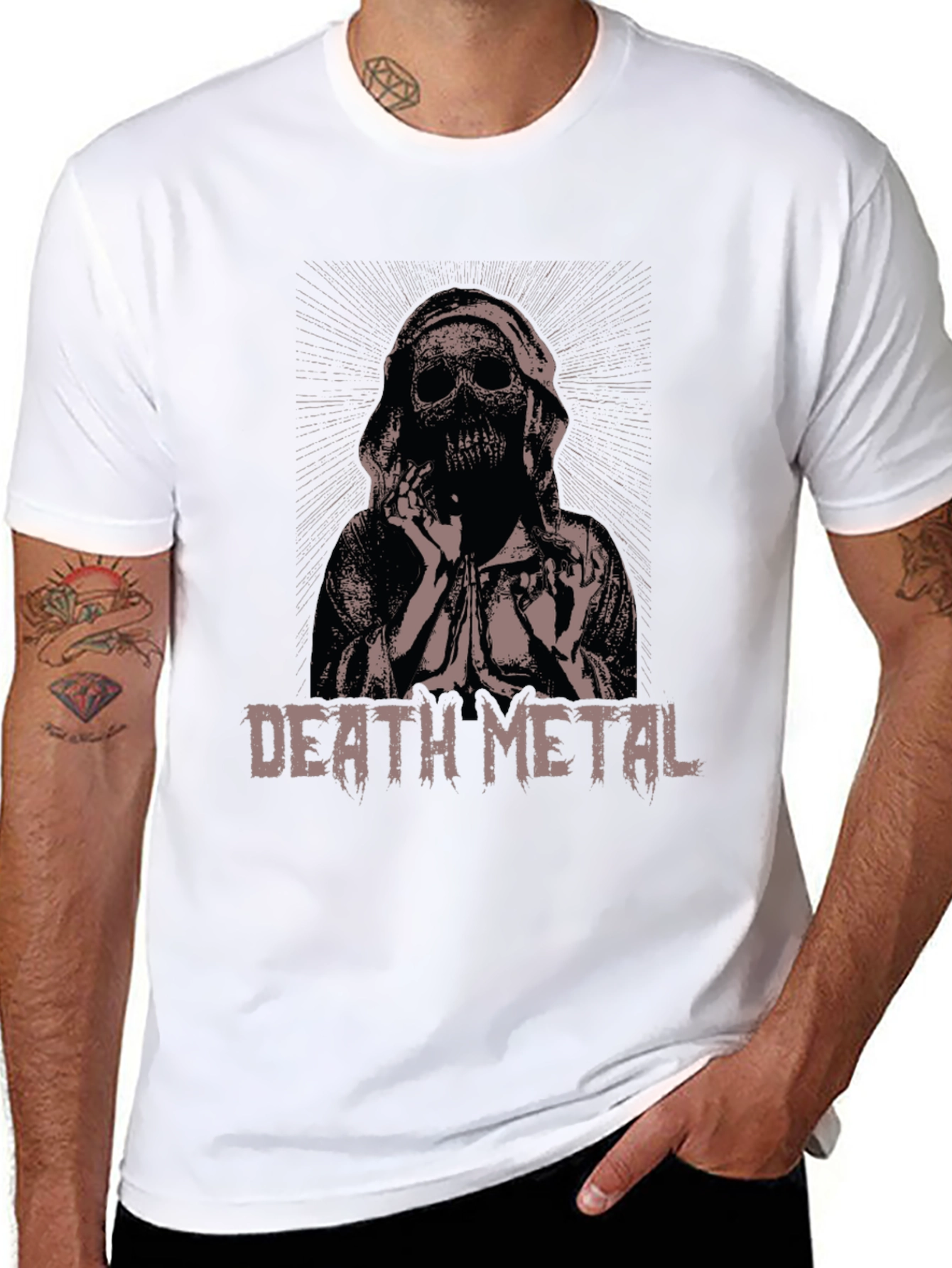 Death Metal Skeleton Graphic T-Shirt - Black